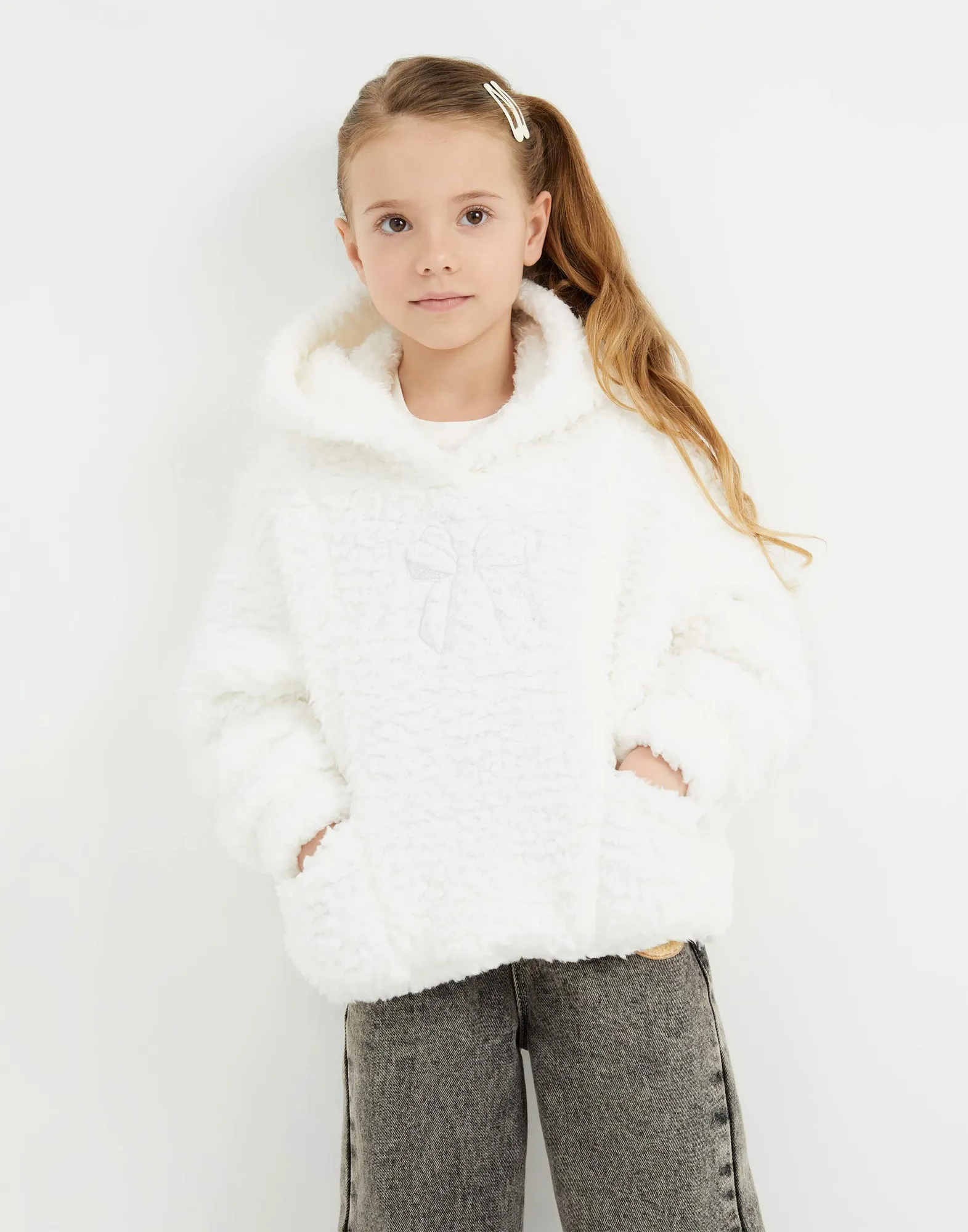 Молочноехудиоверсайзизискусственногомехадлядевочки