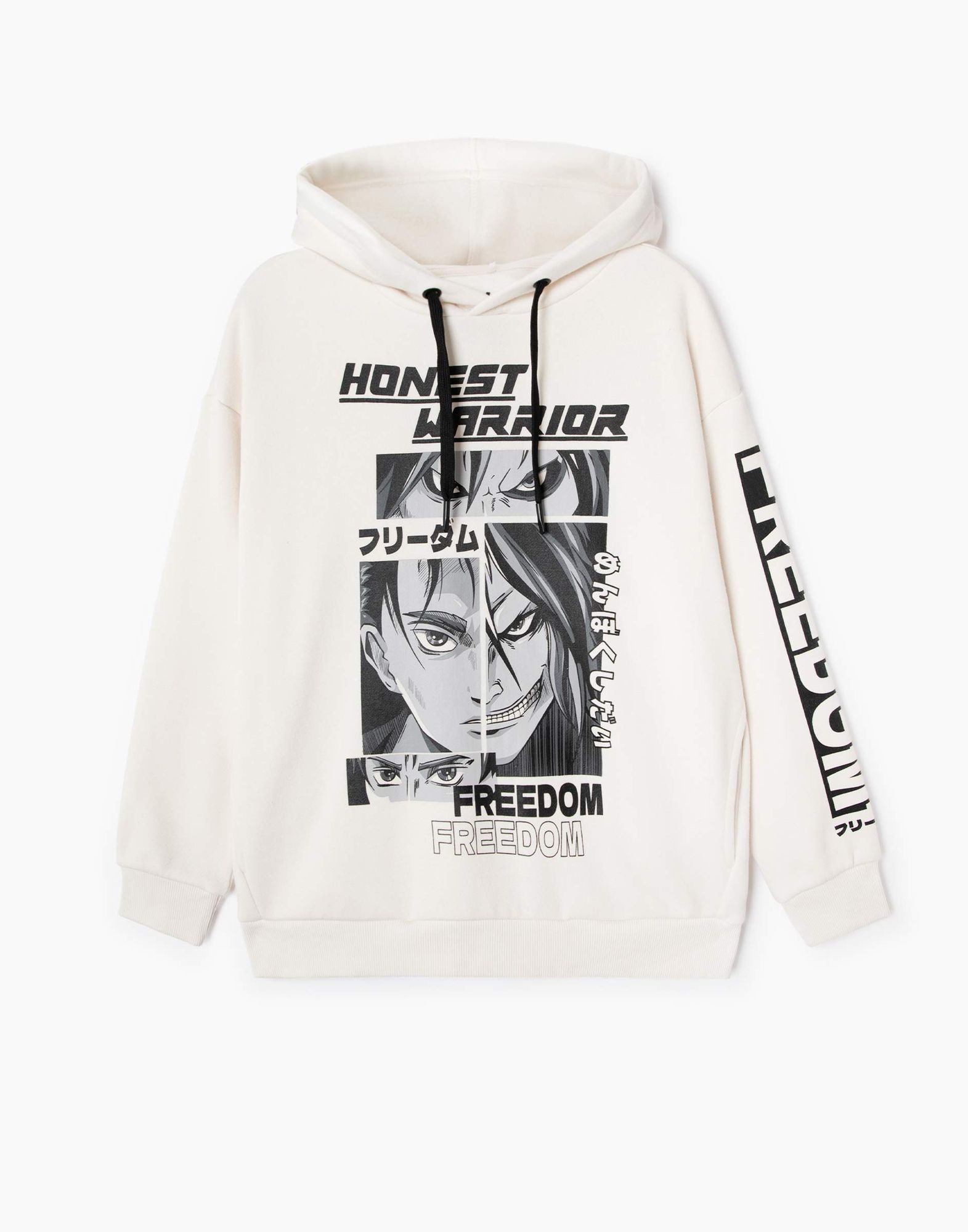Молочное худи oversize с аниме-принтом для мальчика-1