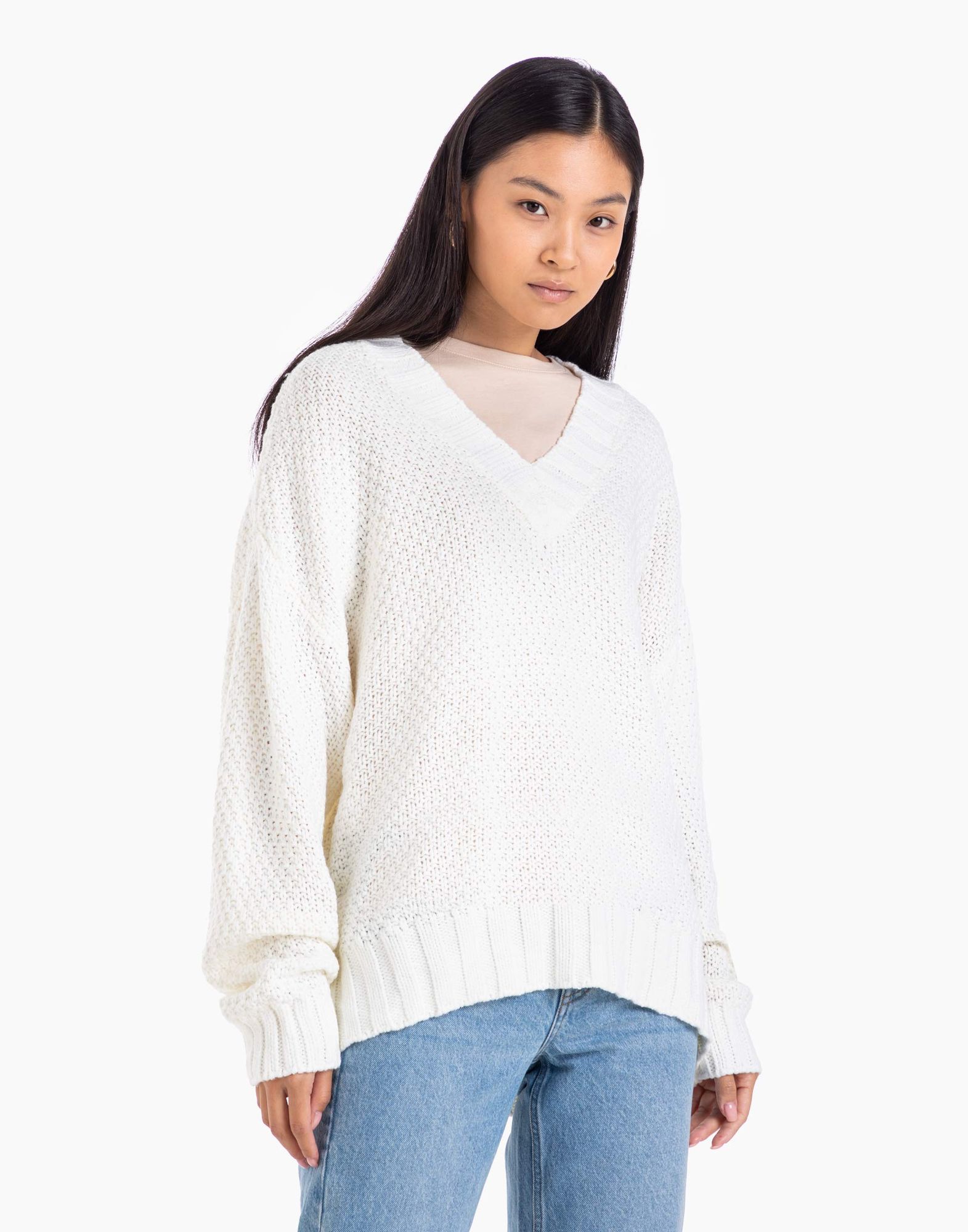 Молочный пуловер oversize-0