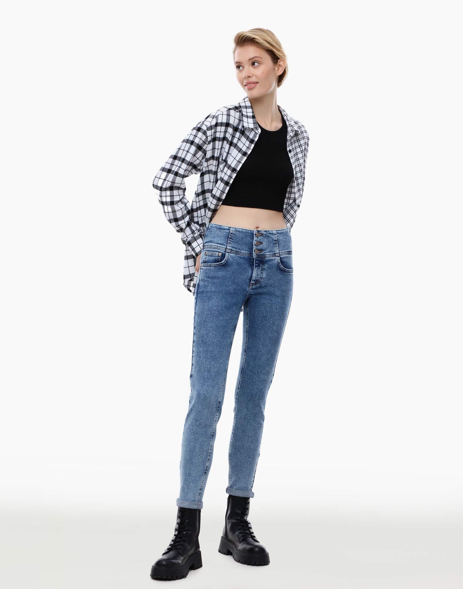Облегающие джинсы Legging Wide Waist с высокой талией-0