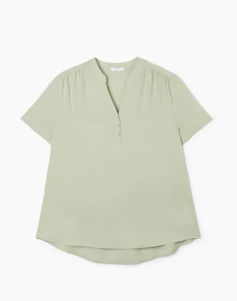 Оливковая блузка Loose fit-0