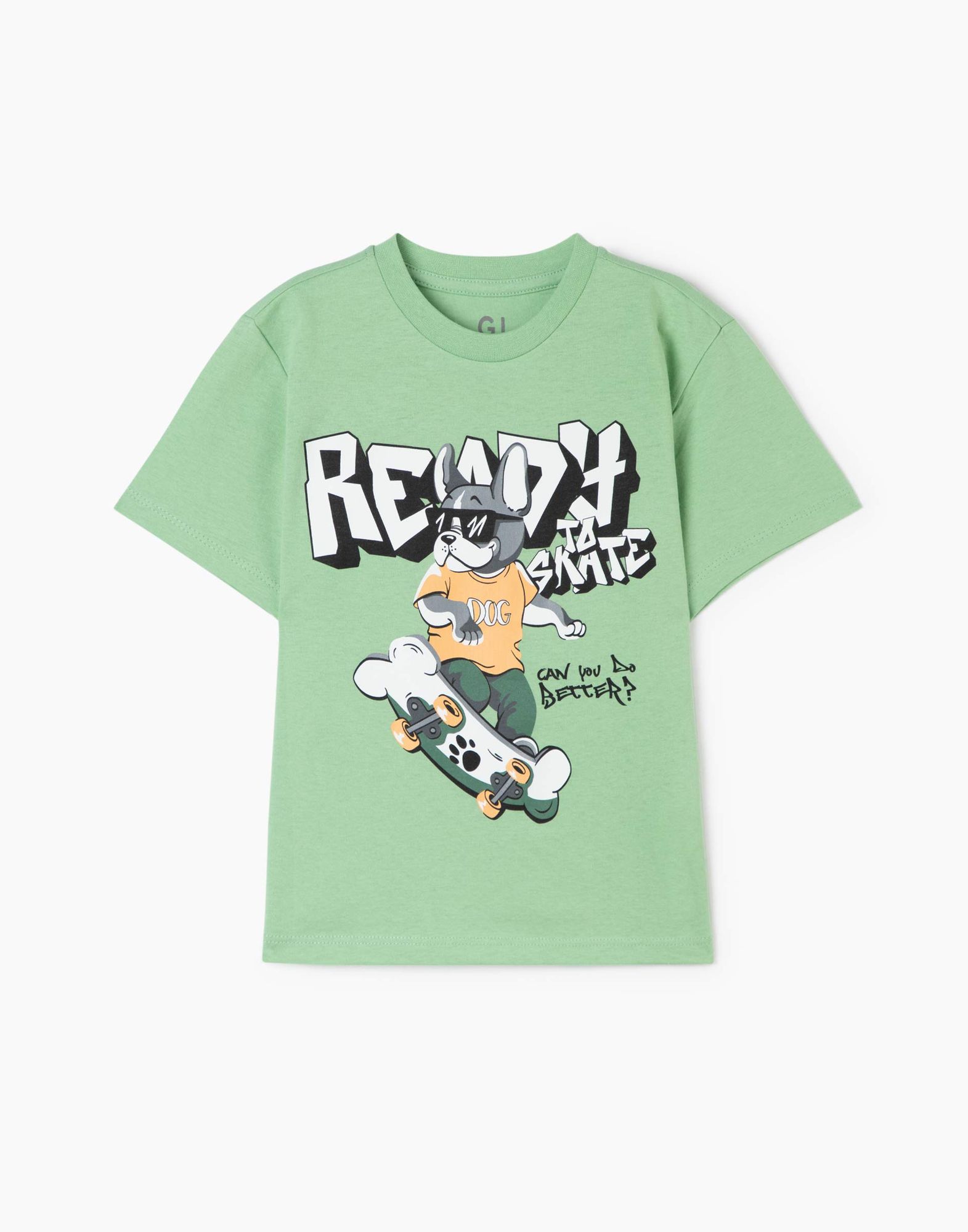 Оливковая футболка с граффити-принтом для мальчика -1