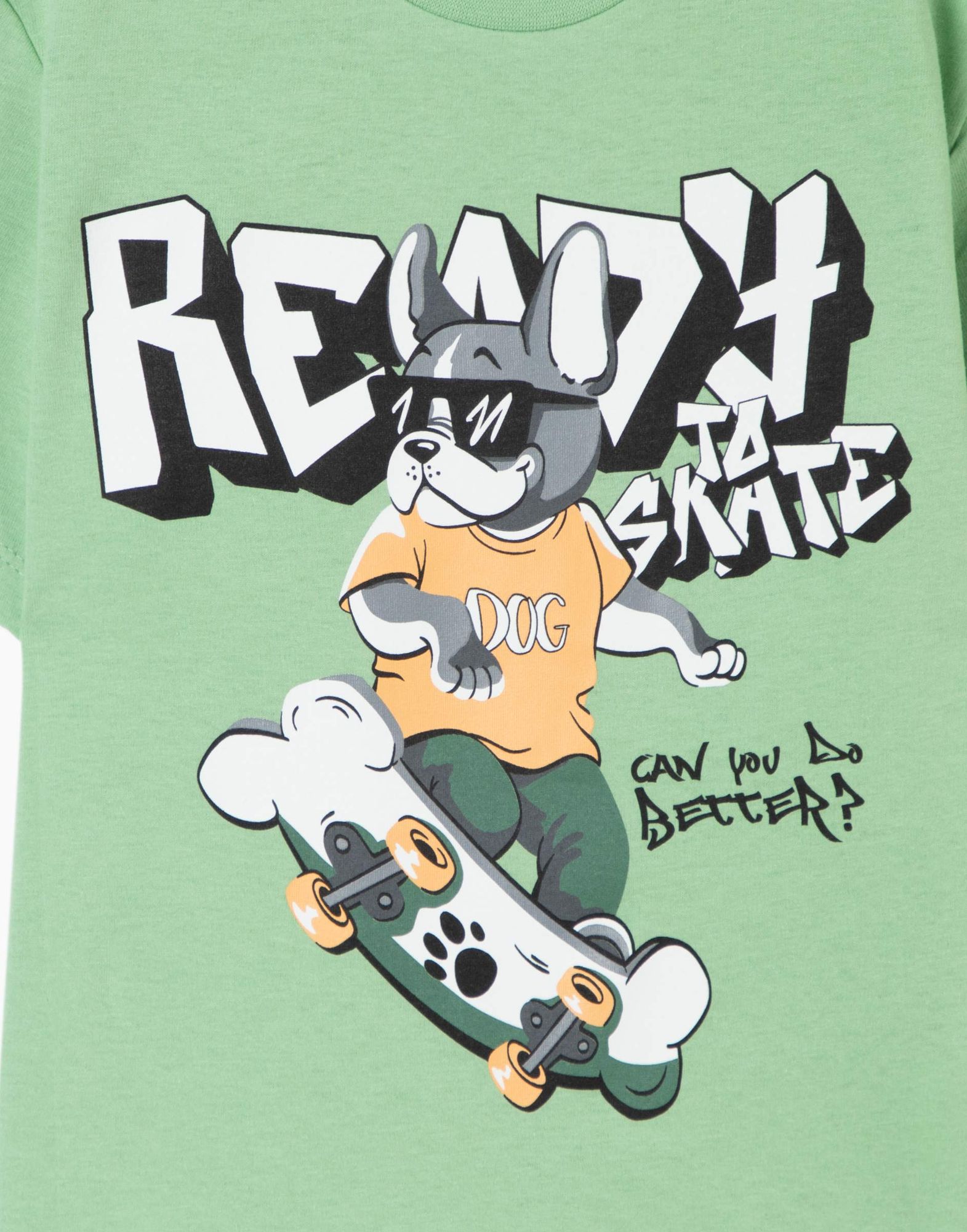 Оливковая футболка с граффити-принтом для мальчика -3