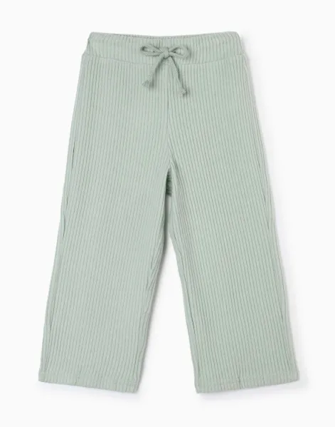 Оливковые спортивные брюки Wide Leg для девочки-0