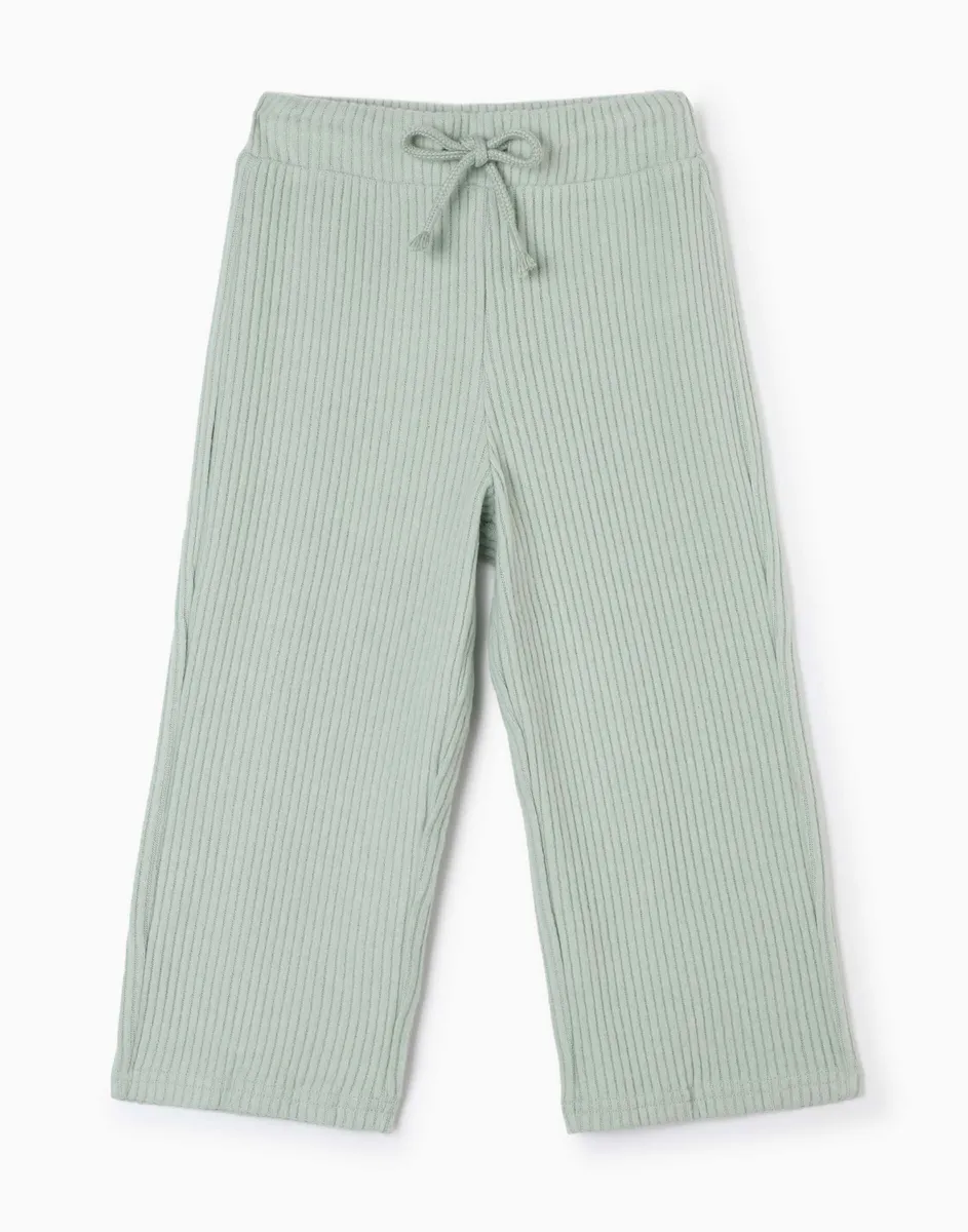 Оливковые спортивные брюки Wide Leg для девочки-0
