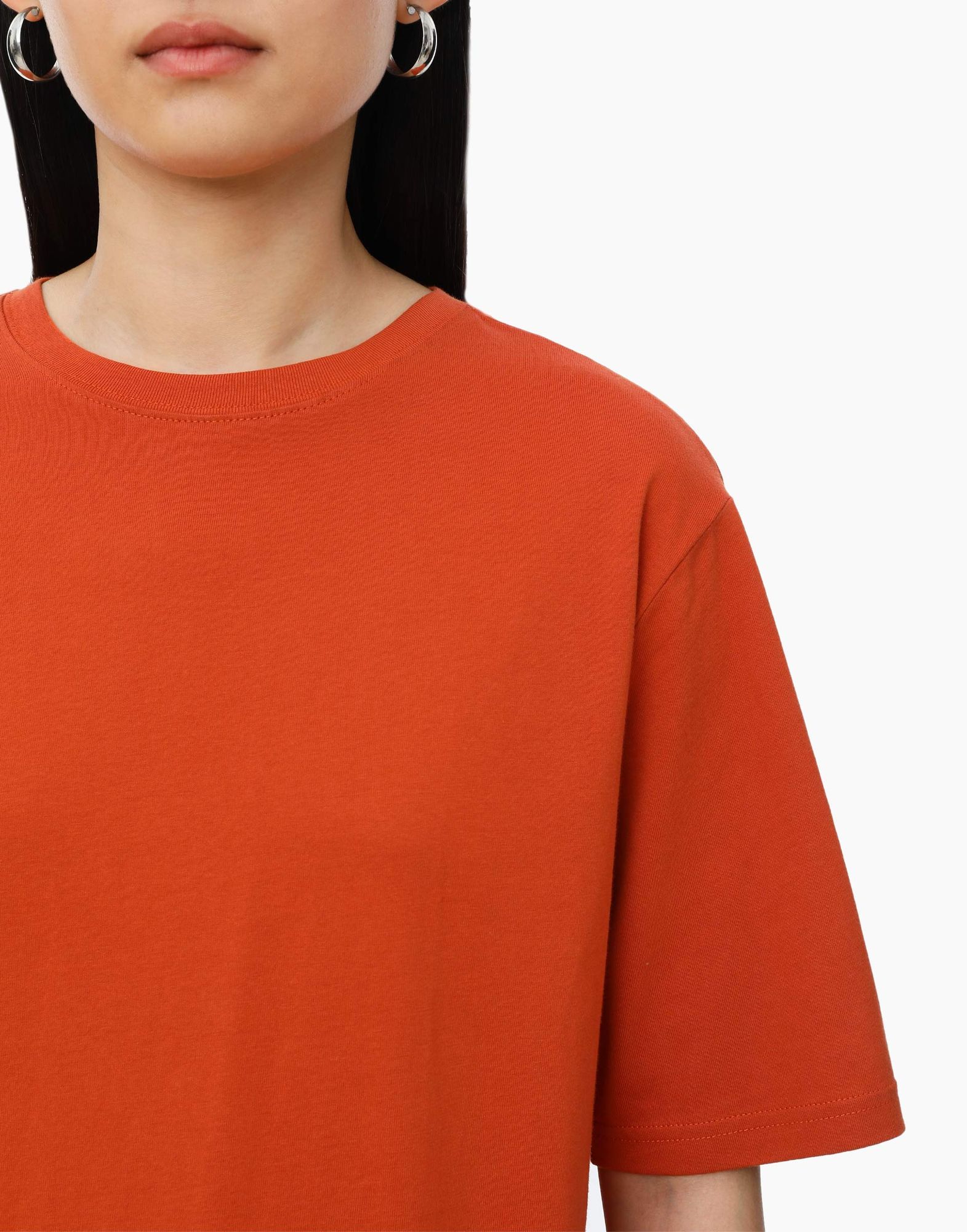 Оранжевая базовая футболка oversize из джерси GKT020436-4 купить по ...