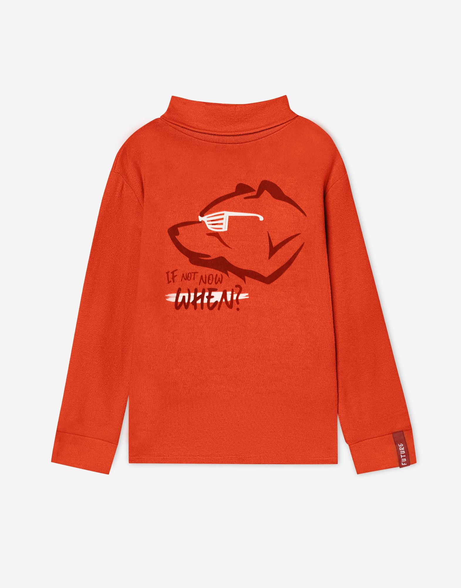 Оранжевая водолазка с принтом If not now when? Для мальчика BSW001883-1 ...
