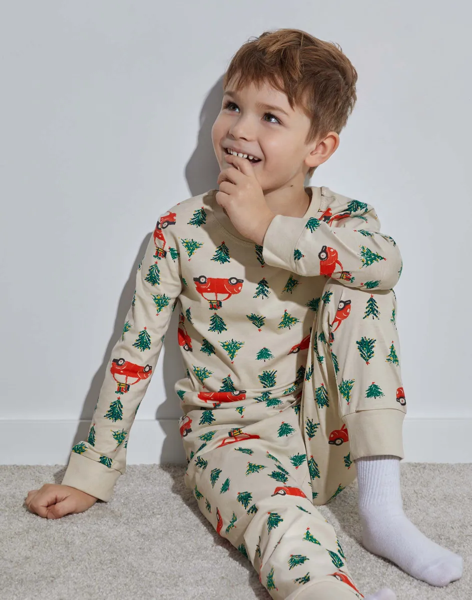 Пижама с новогодним принтом для мальчика-0