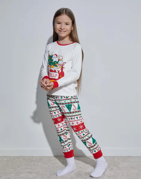 Пижама с рождественским принтом для девочки -0