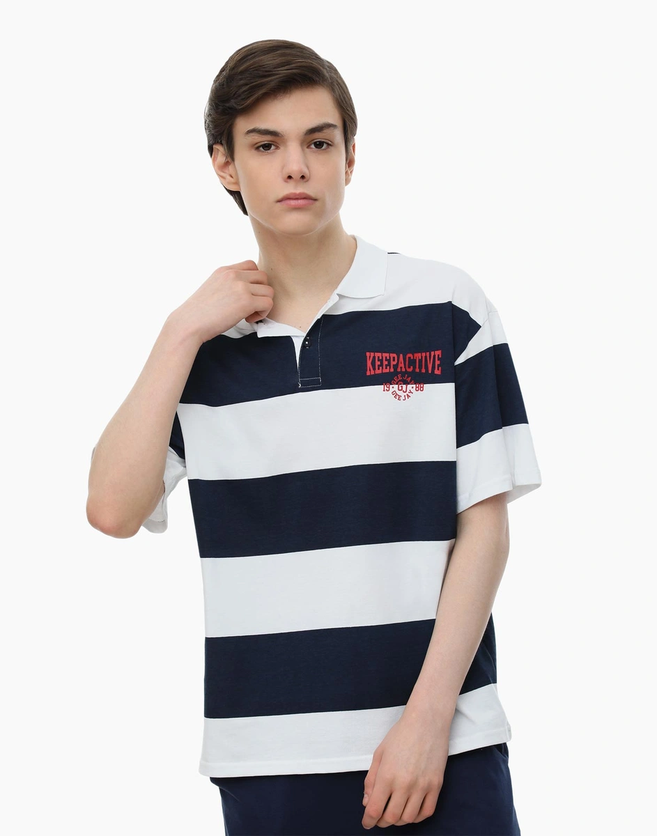 Поло в полоску oversize для мальчика BKT012396-1 купить по цене от 249 ...