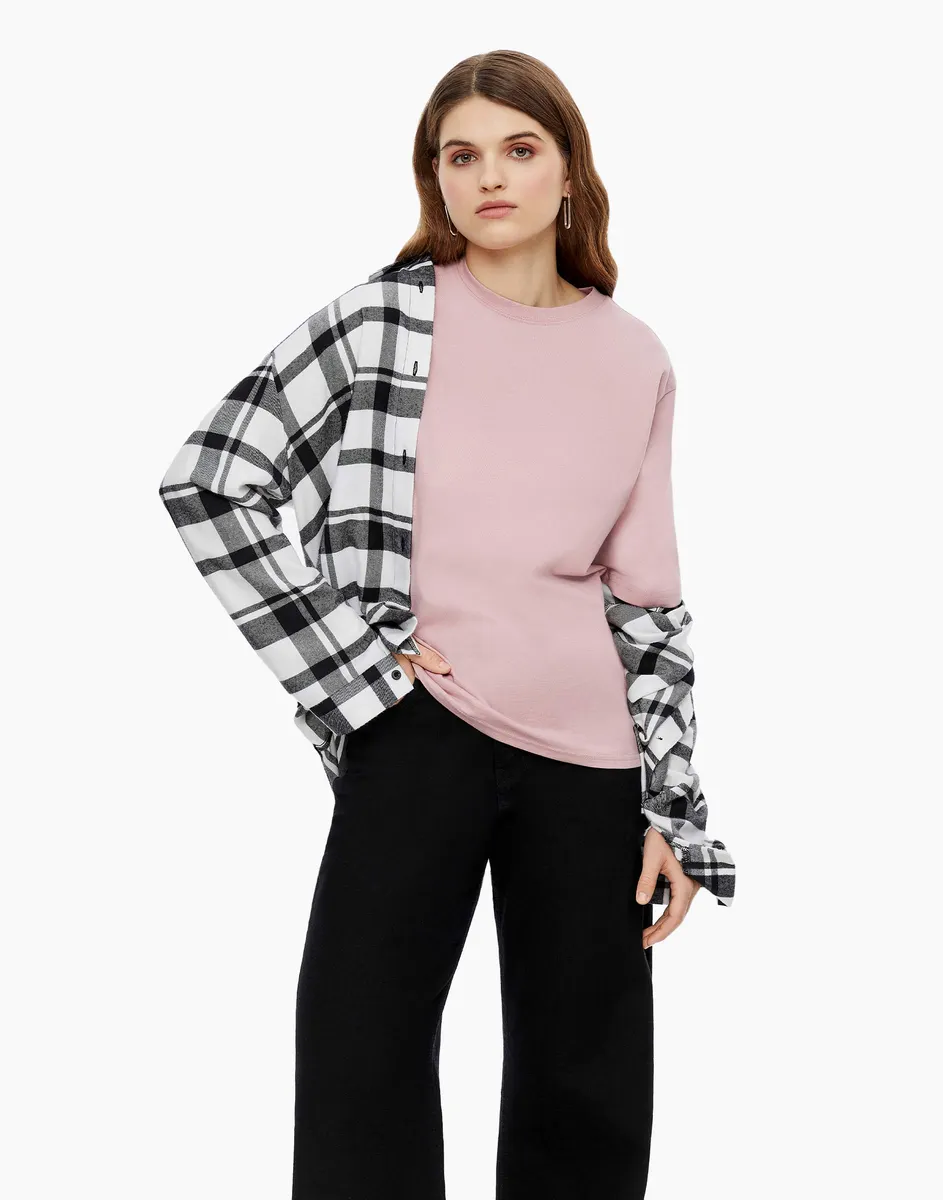 Розовая базовая футболка oversize из джерси GKT019529-2 купить по цене ...