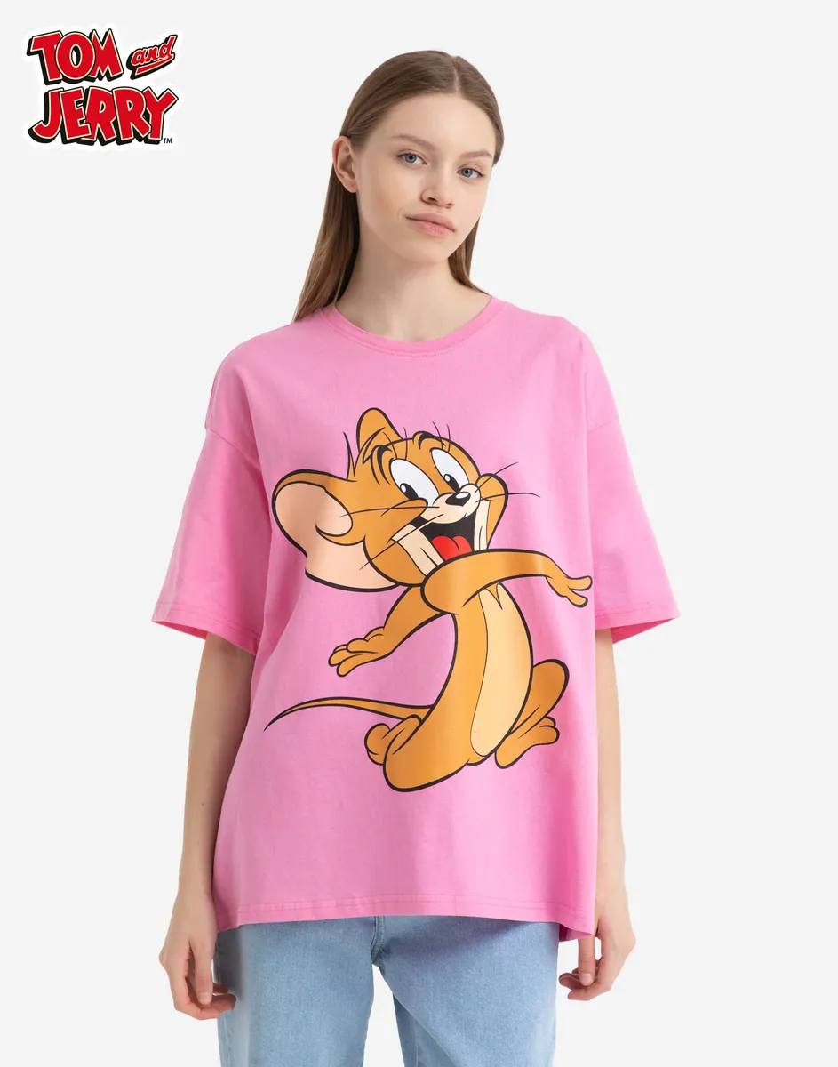 Розовая футболка superoversize с принтом Tom and Jerry GKT018882-1 купить  по цене от 799 рублей с доставкой по России