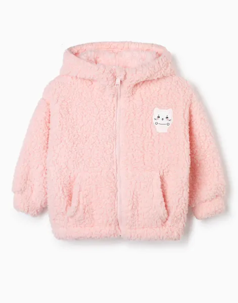 Розовая куртка oversize из экомеха с капюшоном-0
