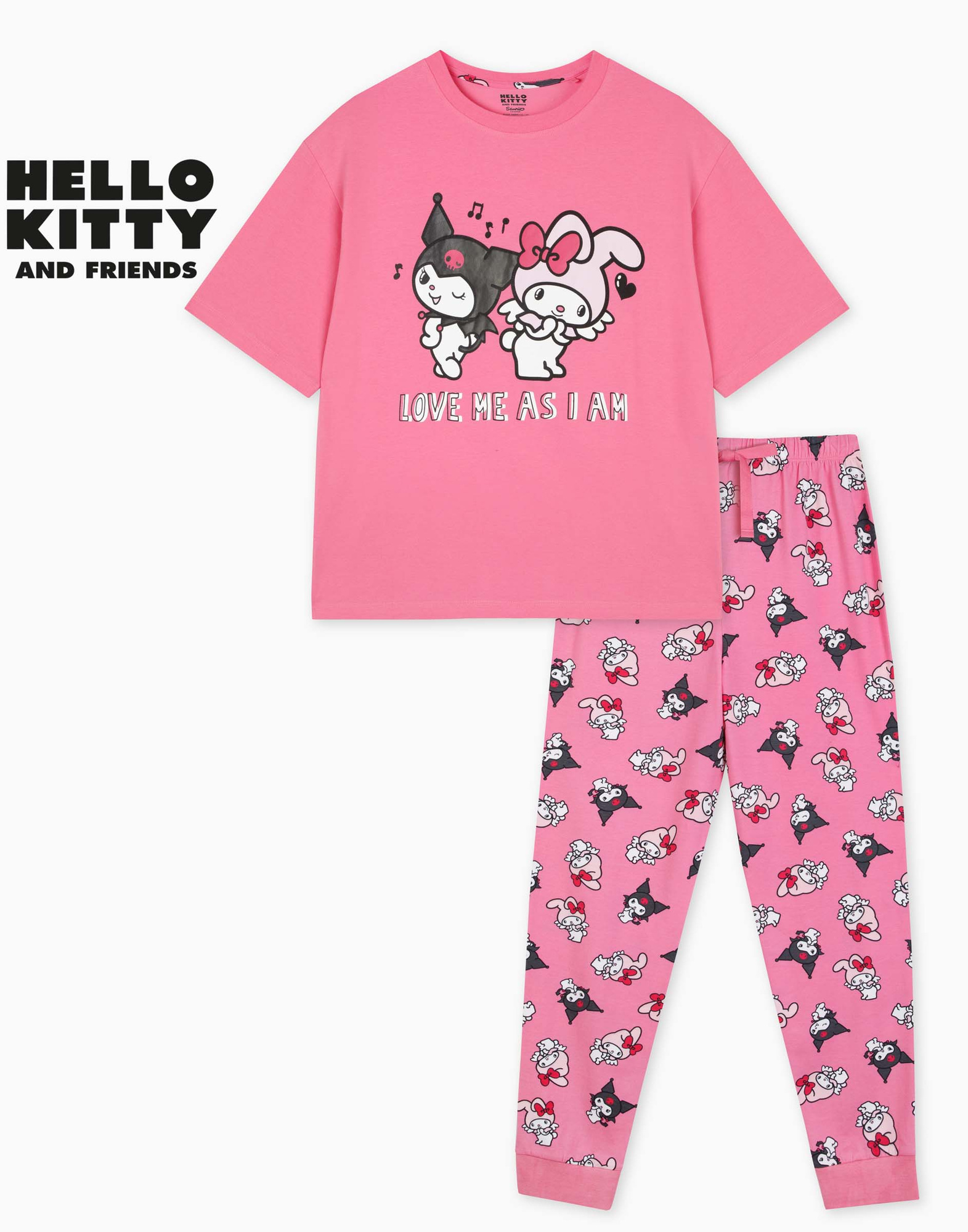 Розовая пижама oversize с аниме-принтом Hello Kitty GSL001779-1 купить ...