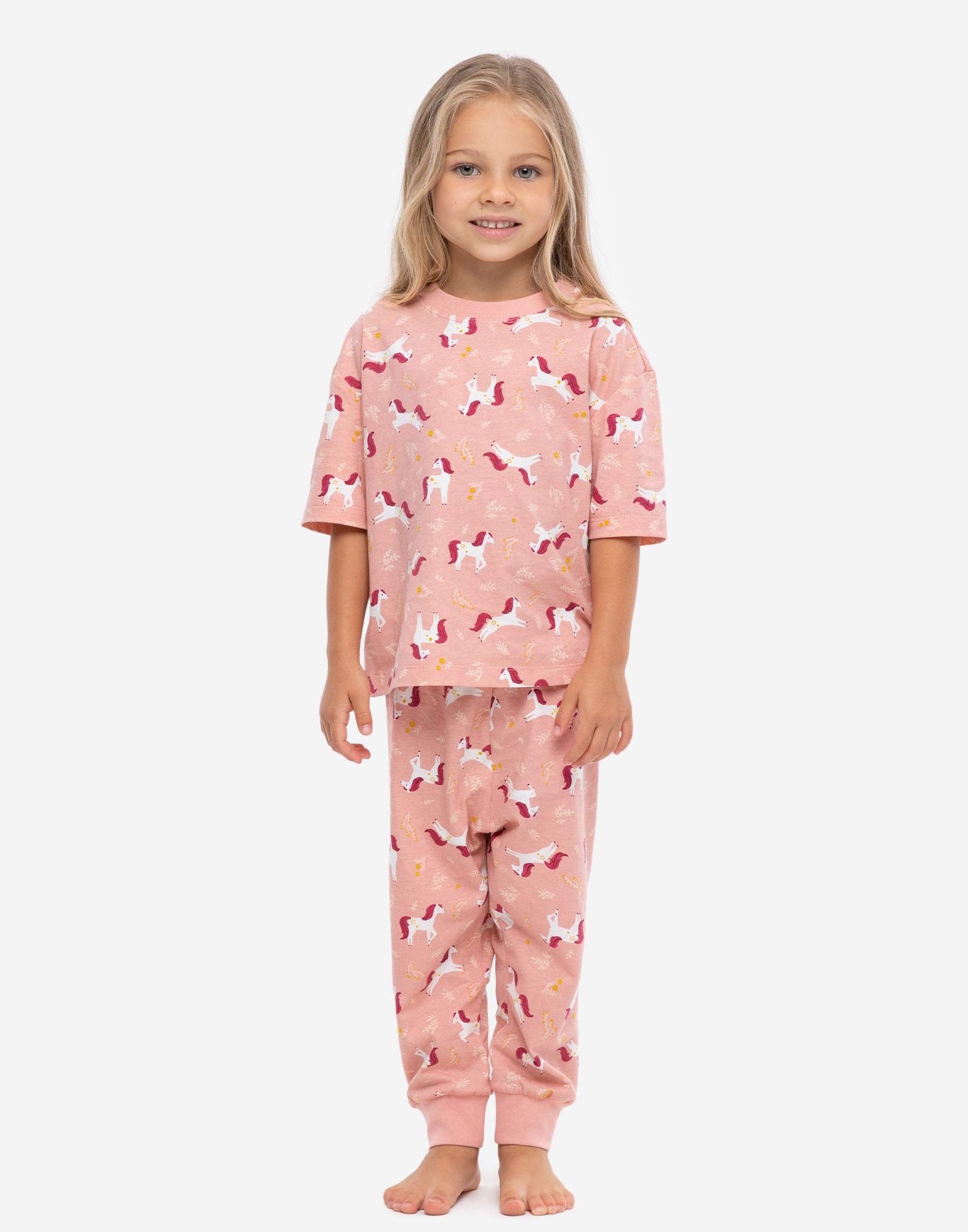 Розовая пижама с единорогами для девочки-0