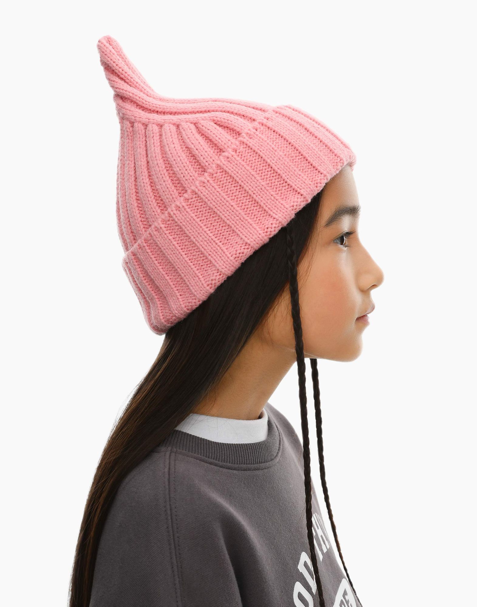 Розовая шапка-бини для девочки-0