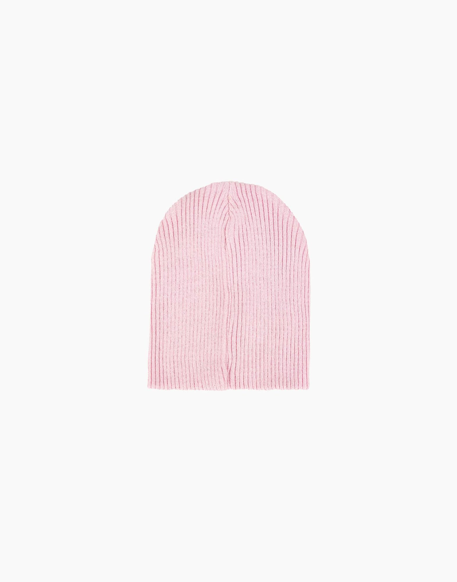 Розовая шапка-бини с нашивкой для девочки -1