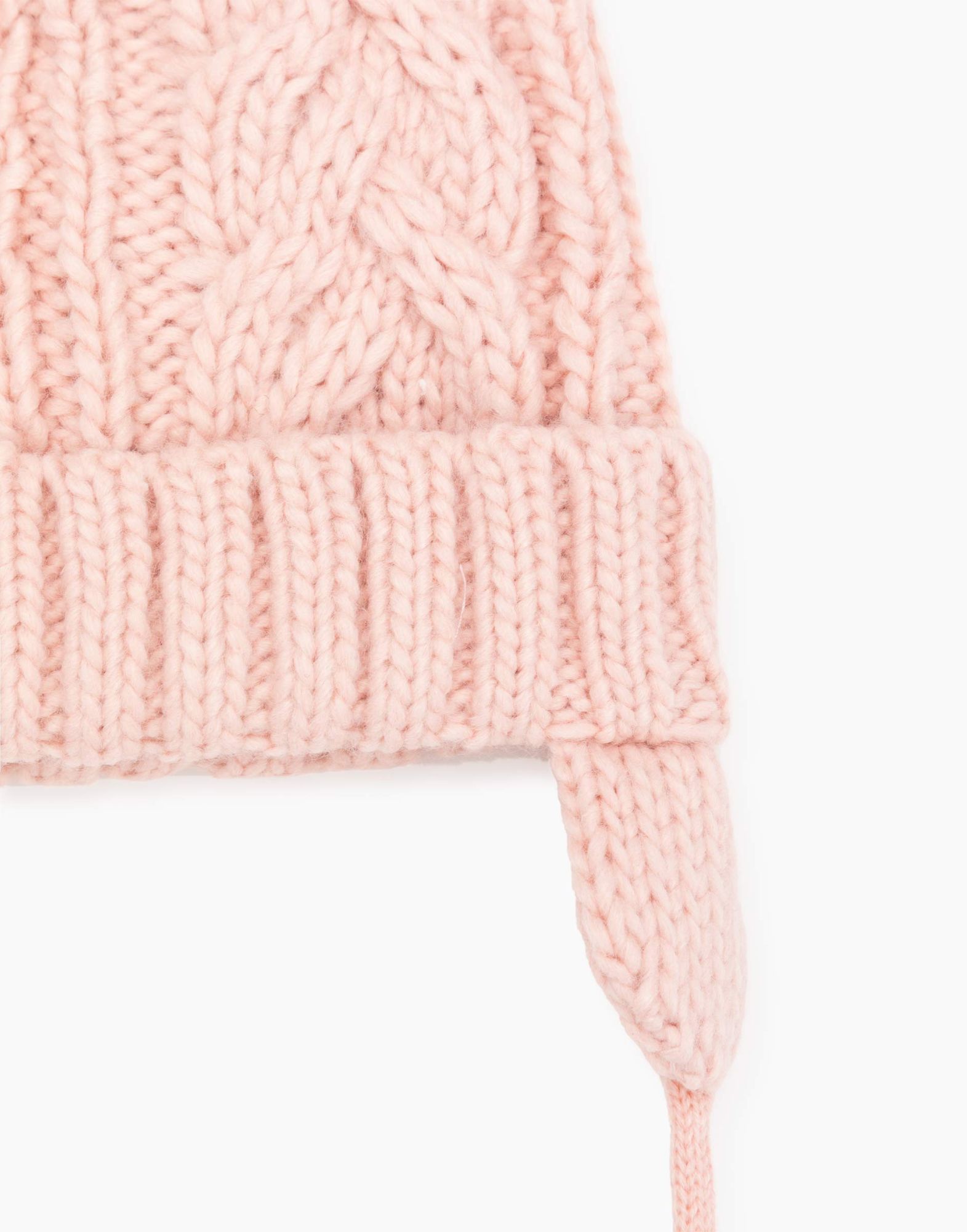 Розовая шапка-бини с помпоном для девочки-5