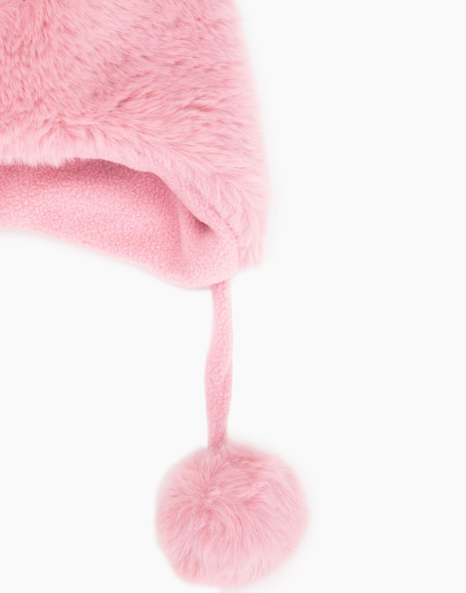Розовая шапка-ушанка для девочки-3