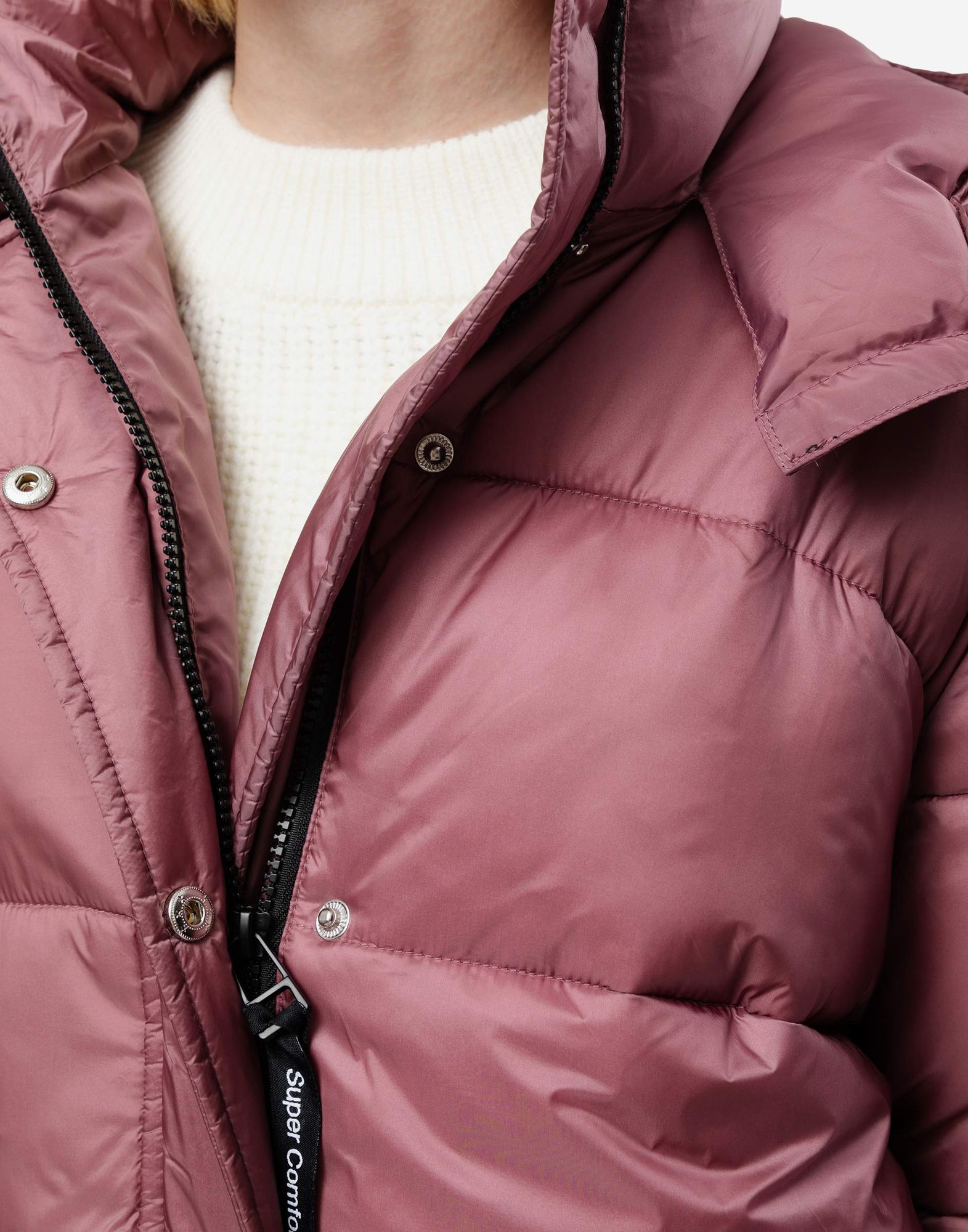 Розовая утепленная куртка oversize с капюшоном-5