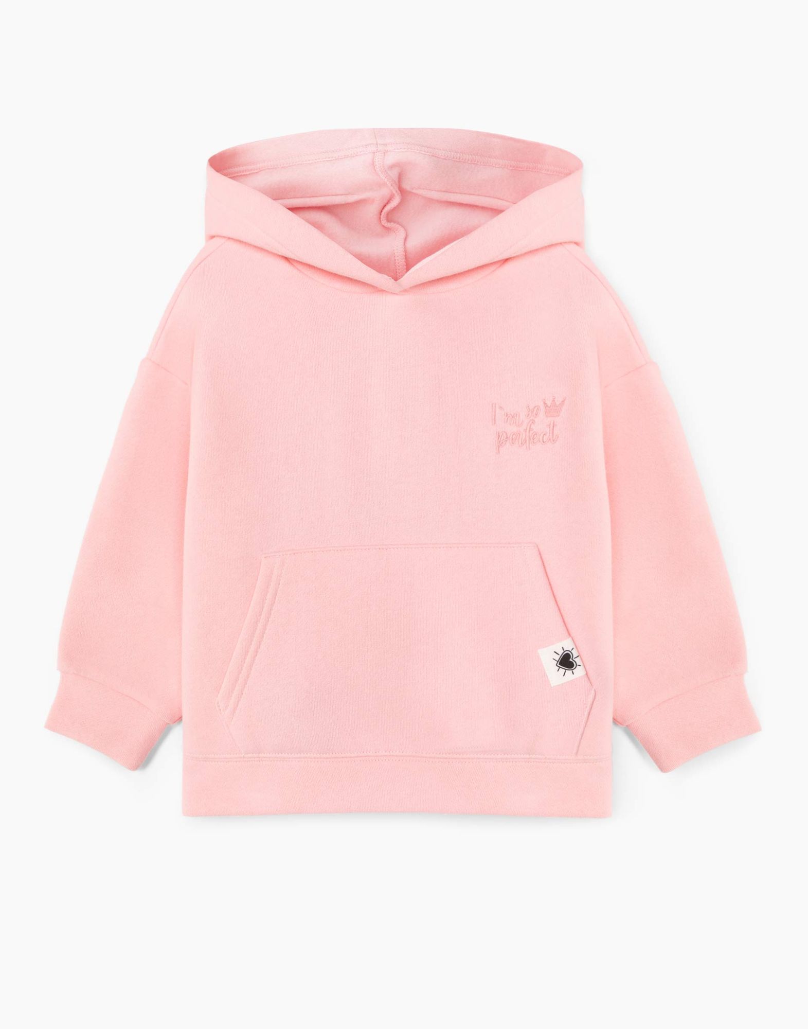 Розовое худи oversize с вышивкой для девочки-0