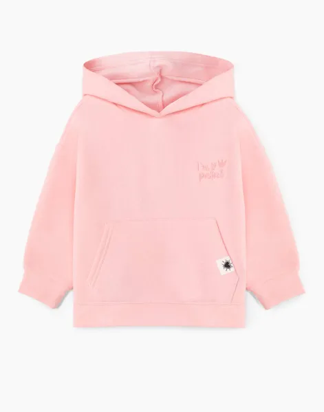 Розовое худи oversize с вышивкой для девочки-0