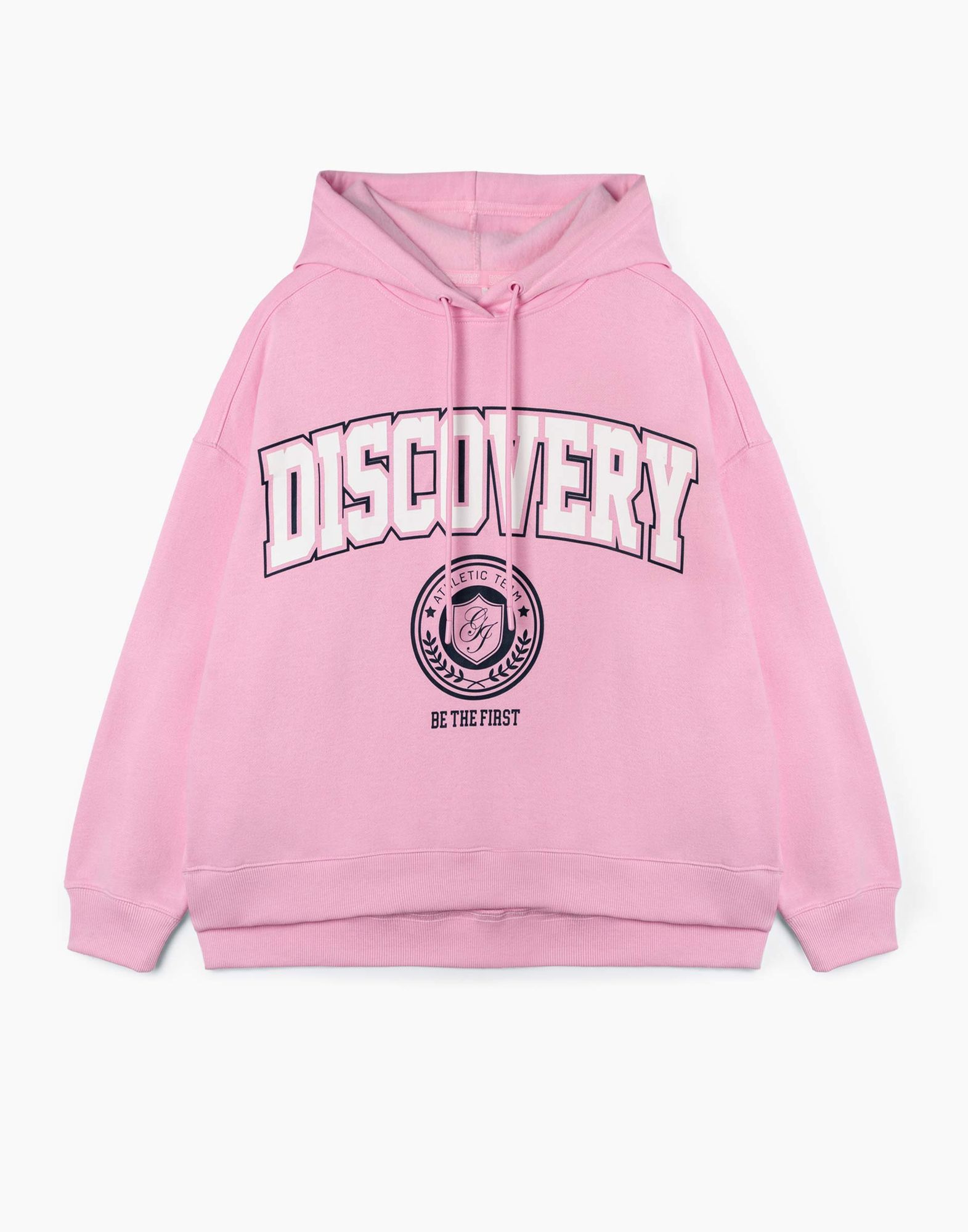 Розовое худи с надписью Discovery для девочки-1