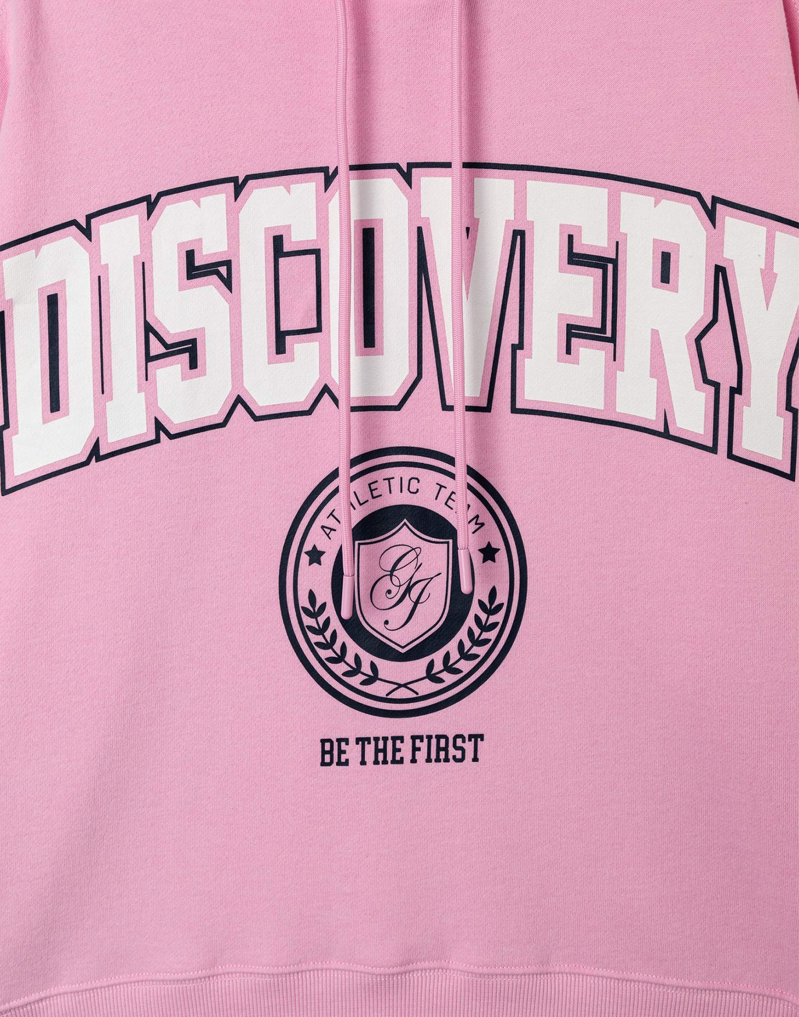 Розовое худи с надписью Discovery для девочки-3