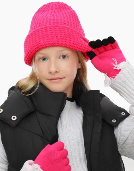 Розовые перчатки для девочки-0