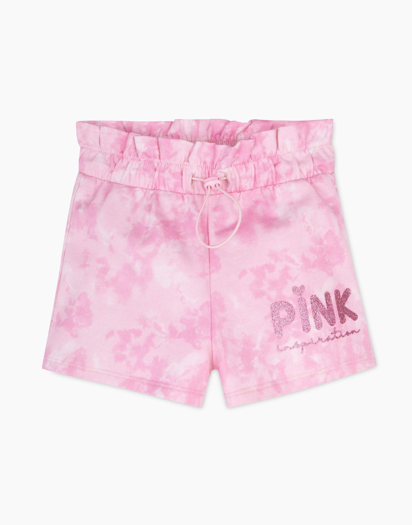 Розовые шорты Paperbag тай-дай с принтом для девочки-0