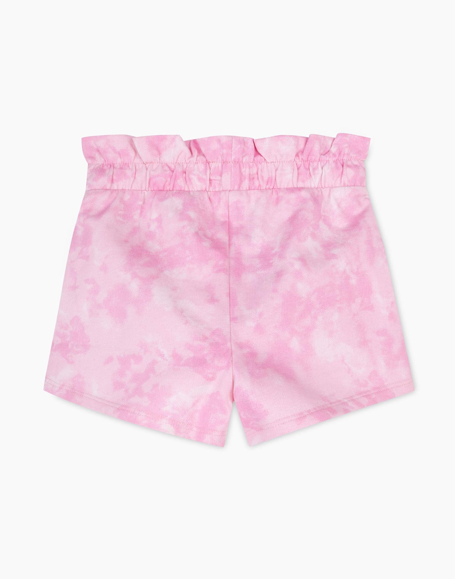 Розовые шорты Paperbag тай-дай с принтом для девочки-1