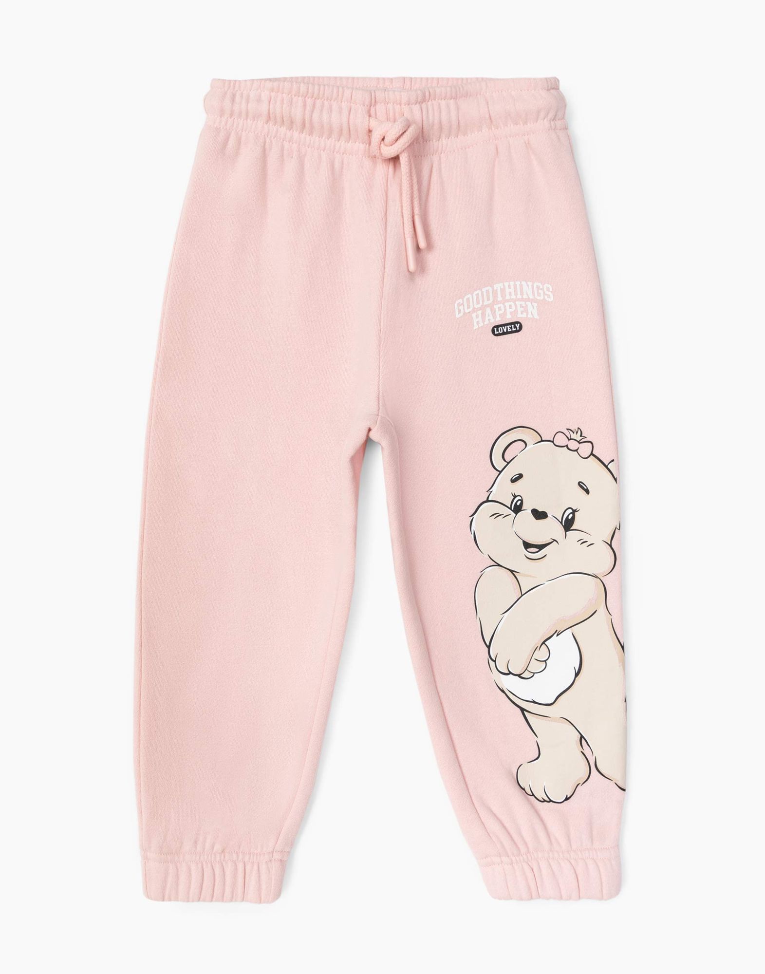Розовые спортивные брюки jogger с принтом для девочки-0