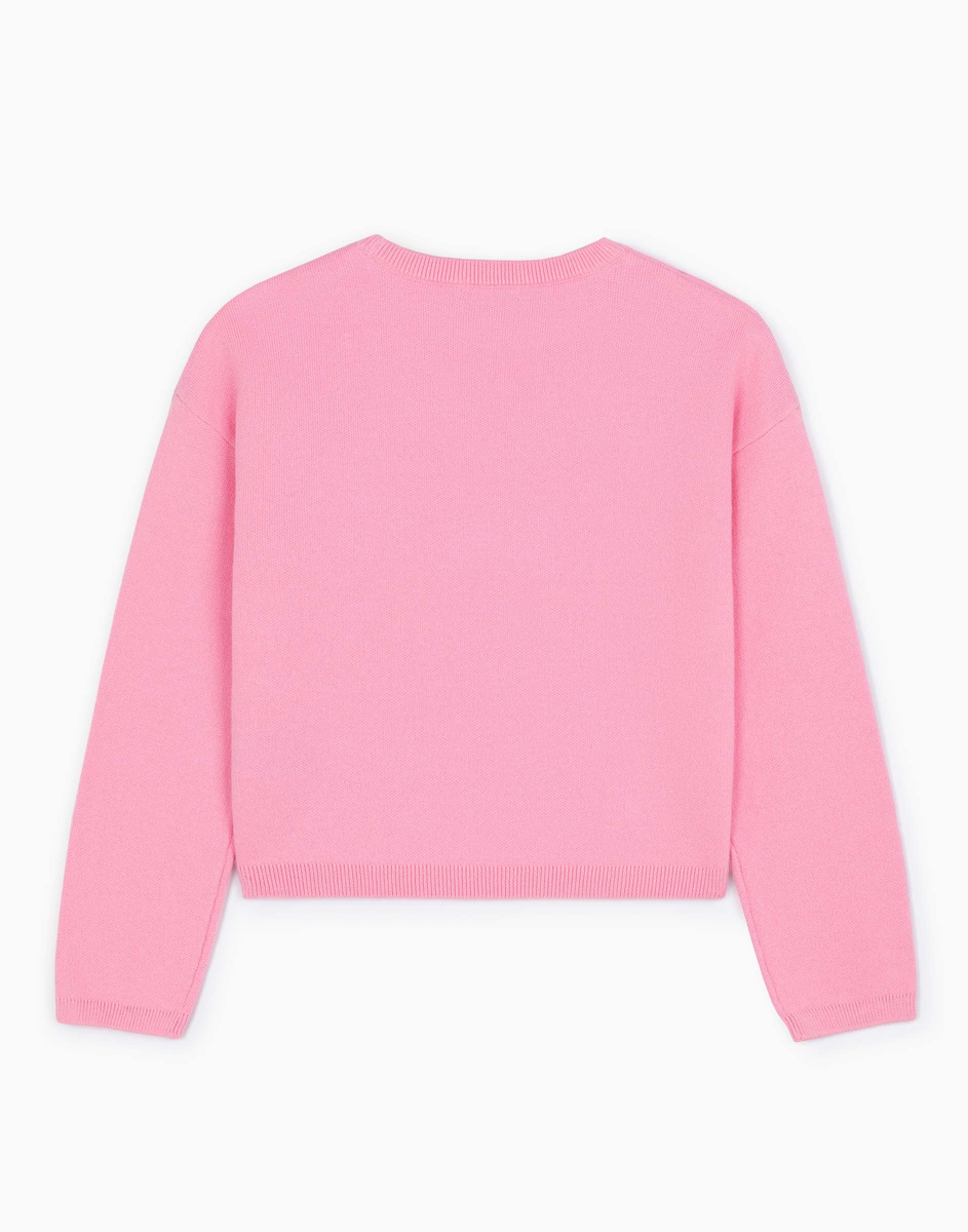 Розовый джемпер с жаккардовым рисунком для девочки GSW007967