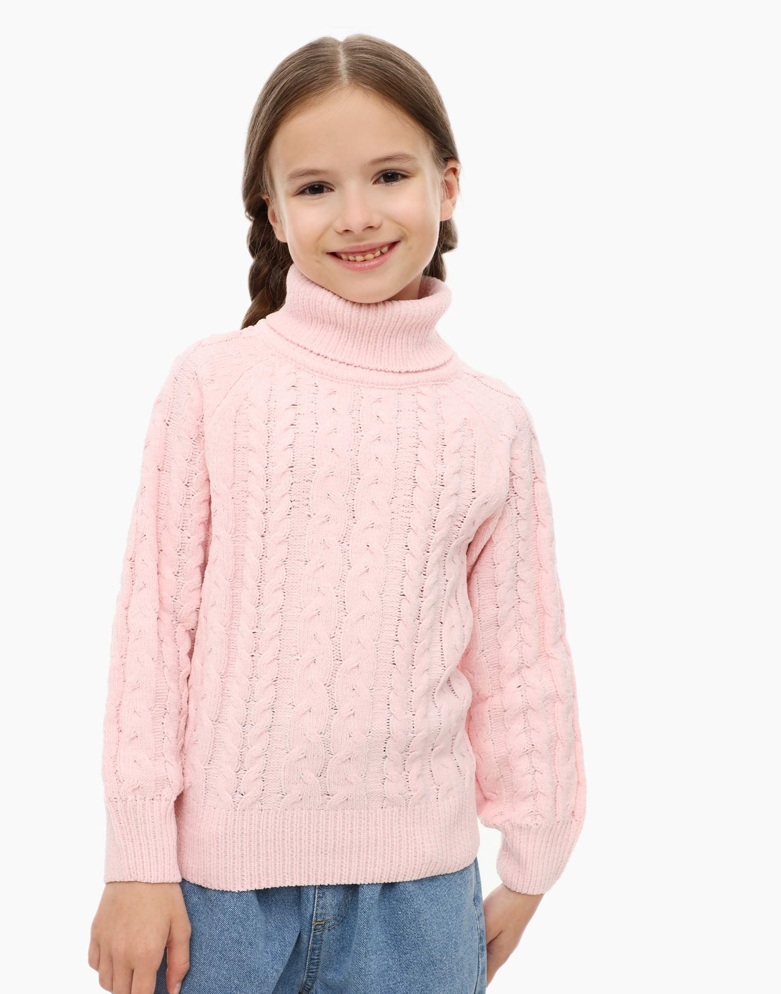 Розовый свитер oversize для девочки-0