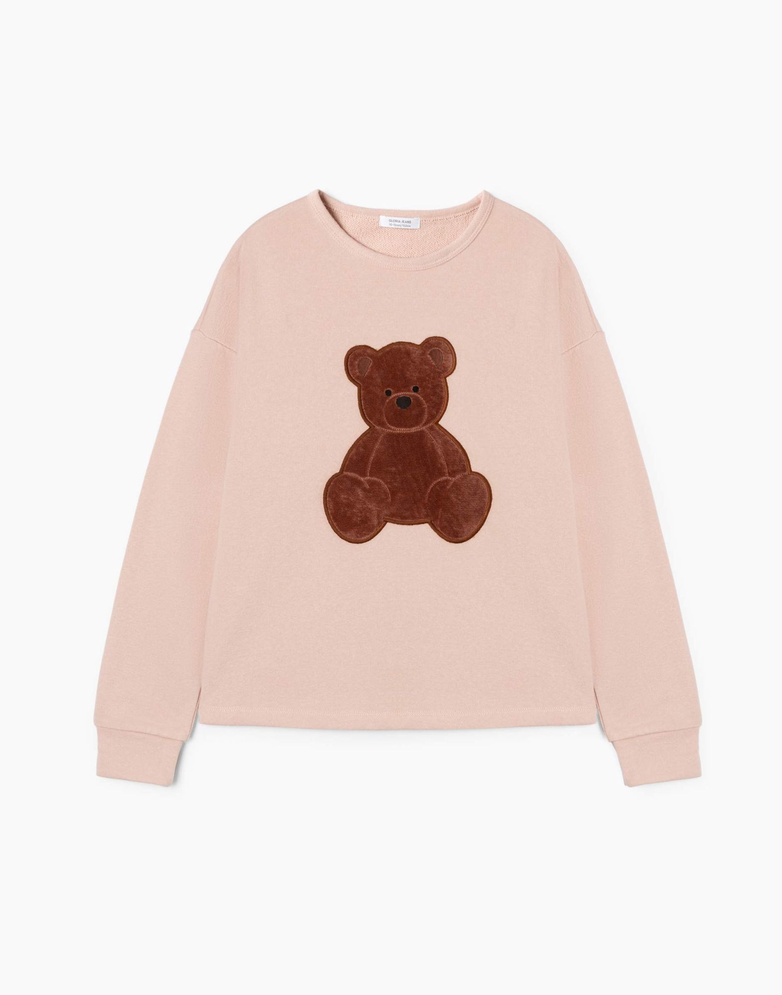 Розовый свитшот oversize с мишкой для девочки-1