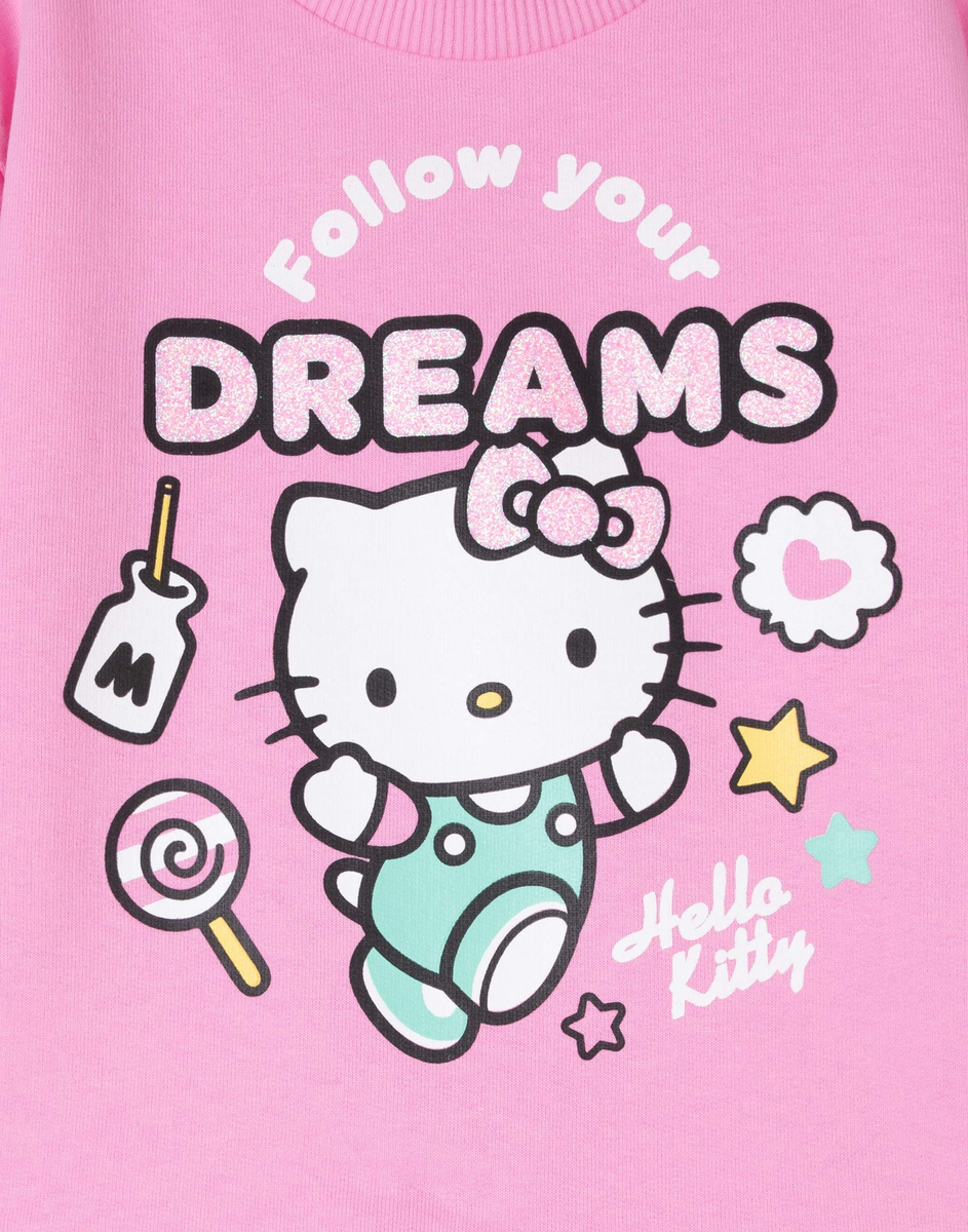Розовый свитшот oversize с принтом Hello Kitty для девочки