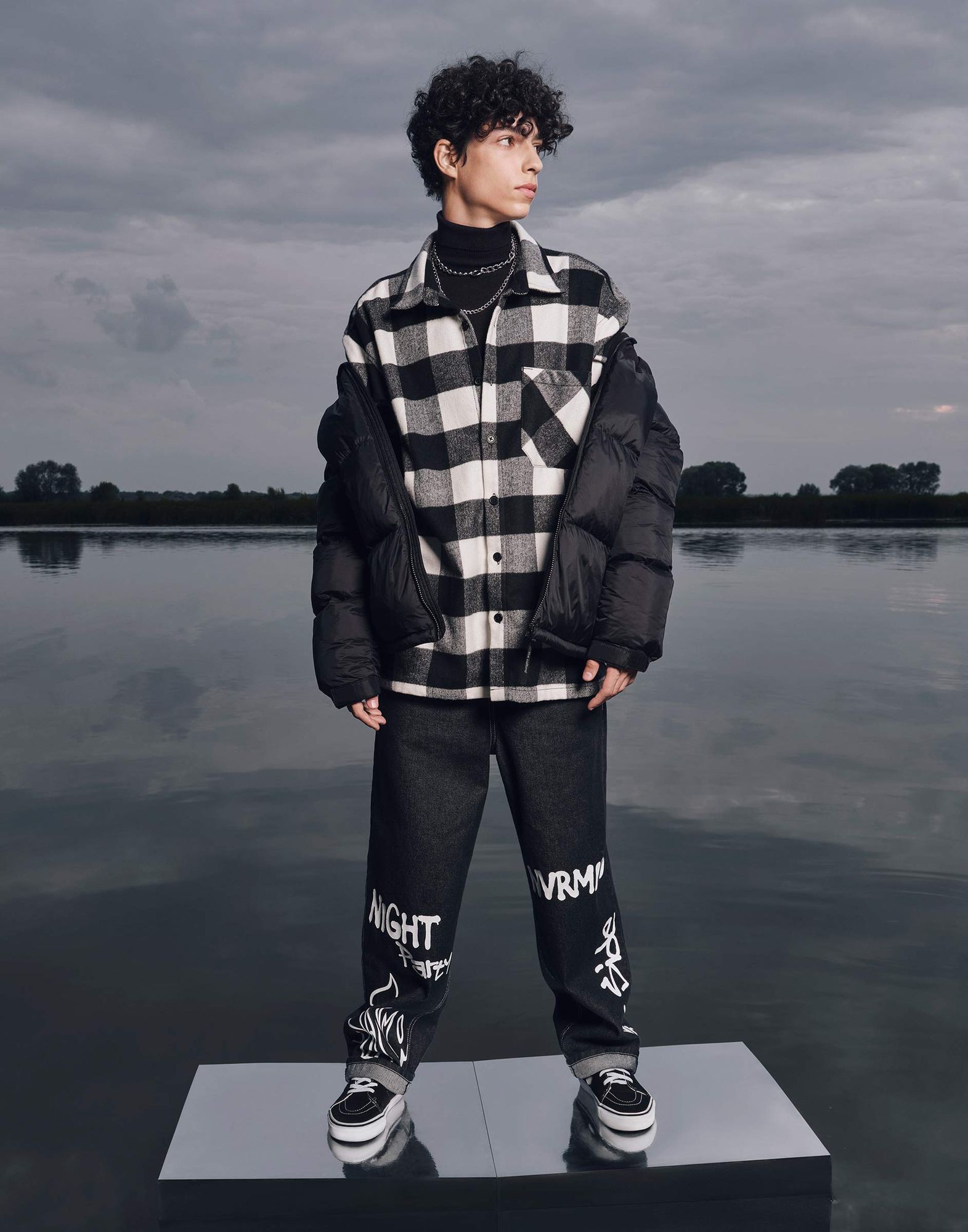 Рубашка oversize в клетку для мальчика-0