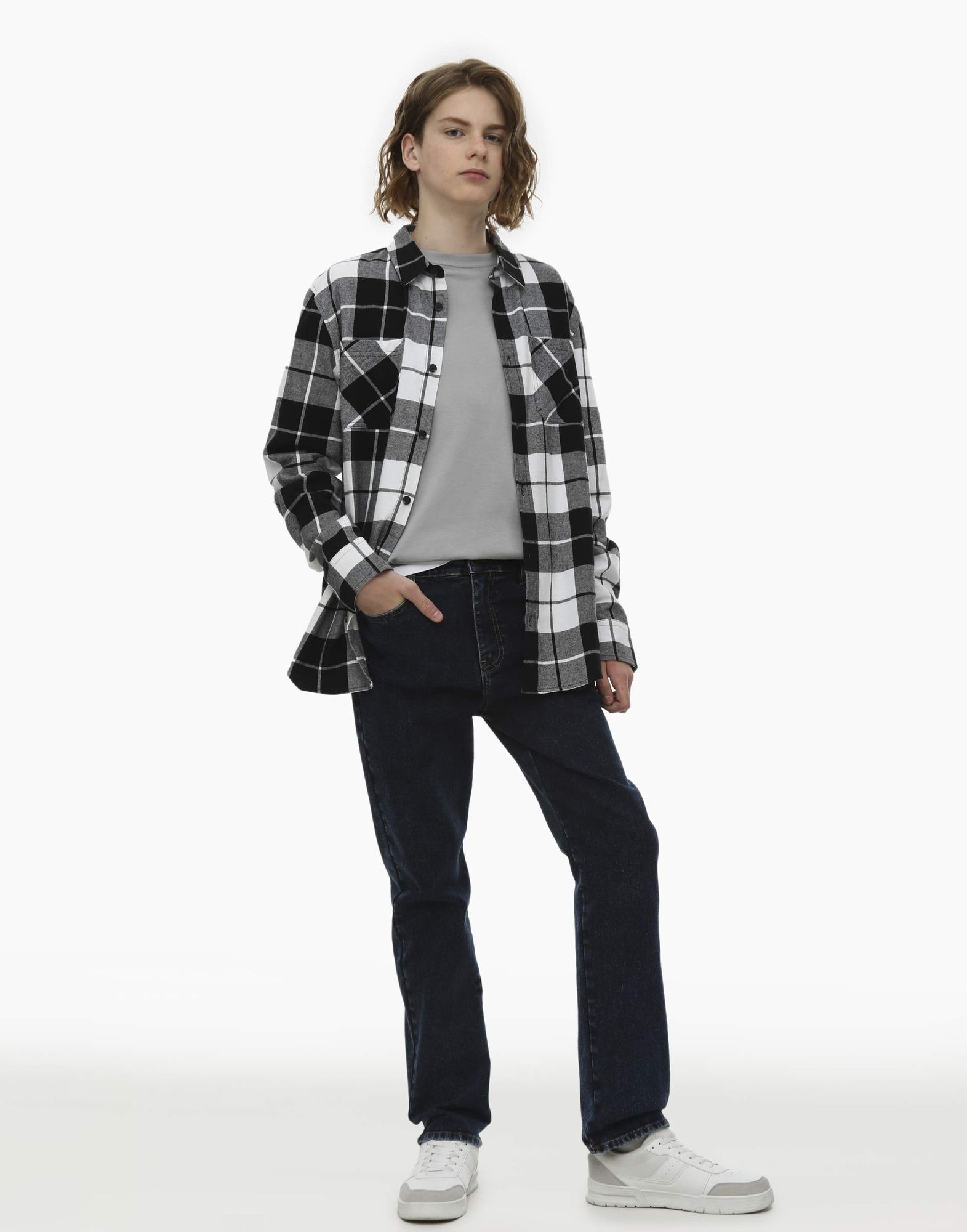 Рубашка oversize в клетку для мальчика-1