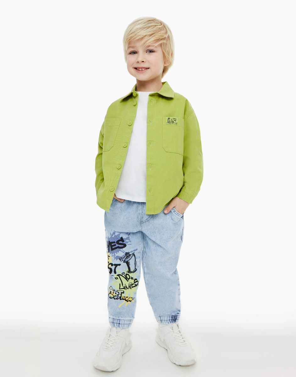 Салатовая свободная рубашка с карманами для мальчика BWT001273-2 undefined
