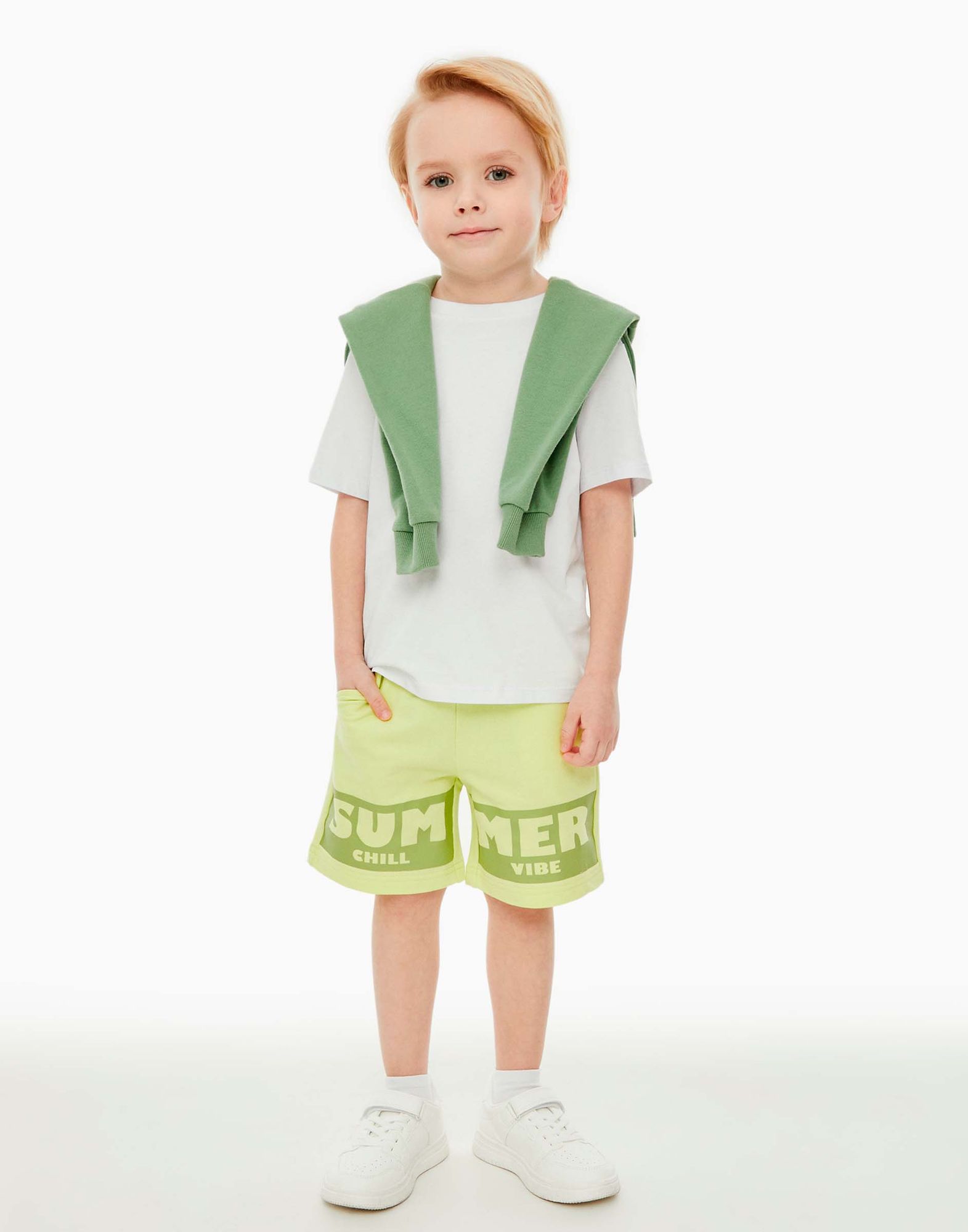 Салатовые спортивные шорты с принтом Summer для мальчика-0