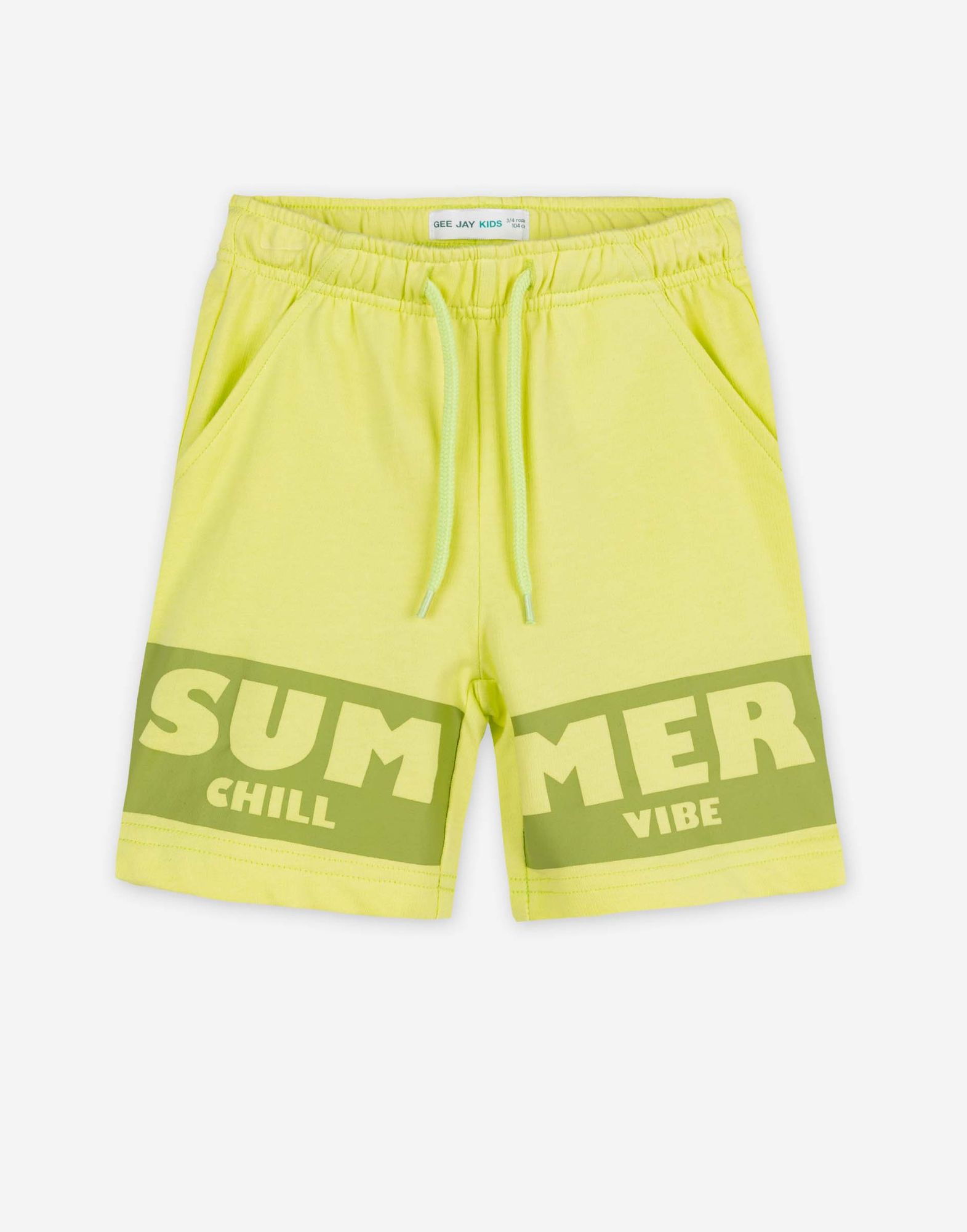 Салатовые спортивные шорты с принтом Summer для мальчика-1