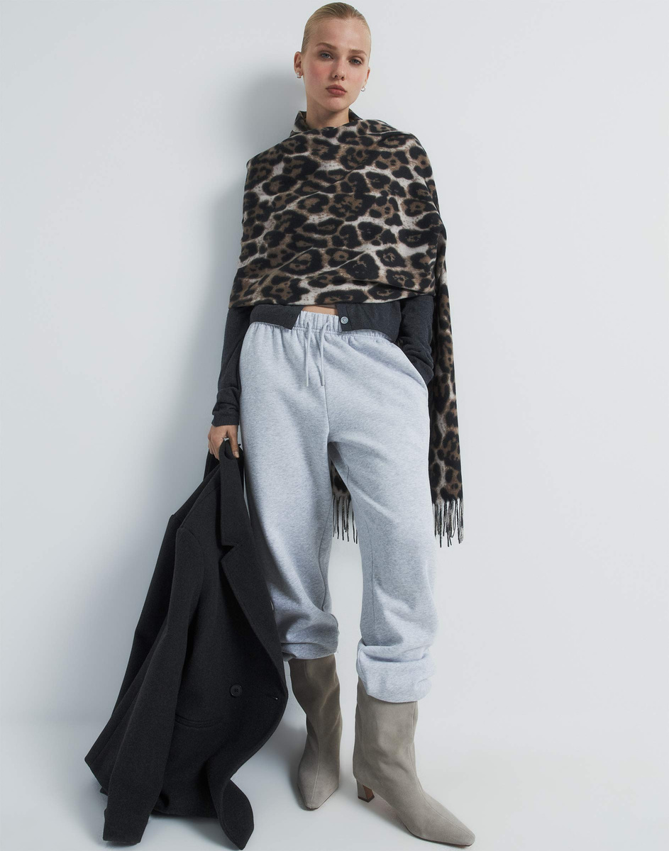 Шарф с леопардовым принтом и бахромой GAS017291-1 размер