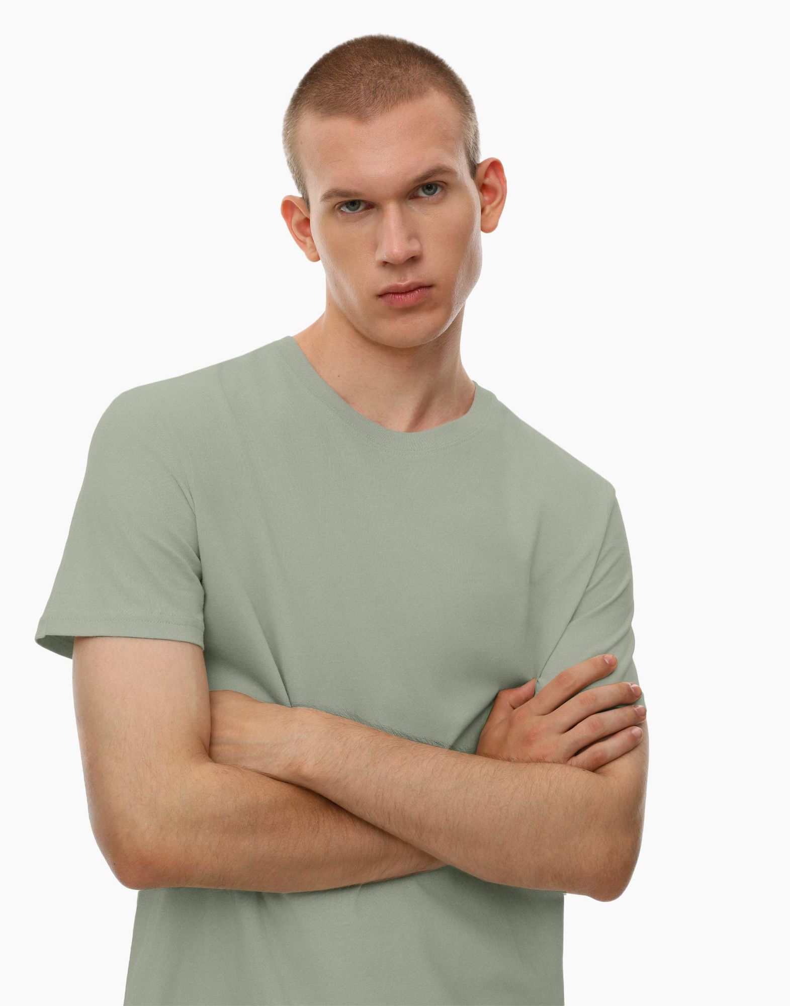 Серая базовая футболка Regular из тонкого джерси-0