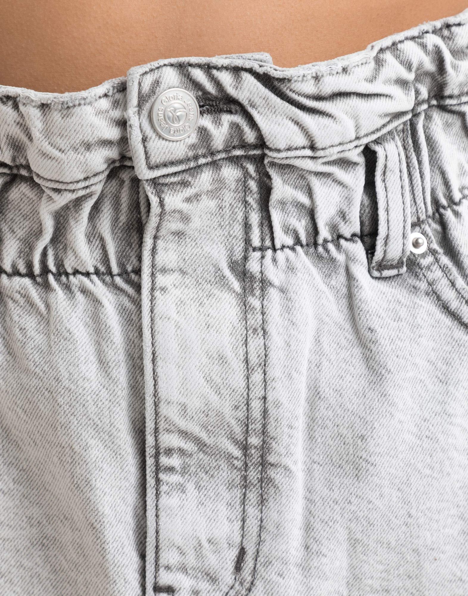 Серая джинсовая юбка Paperbag-5
