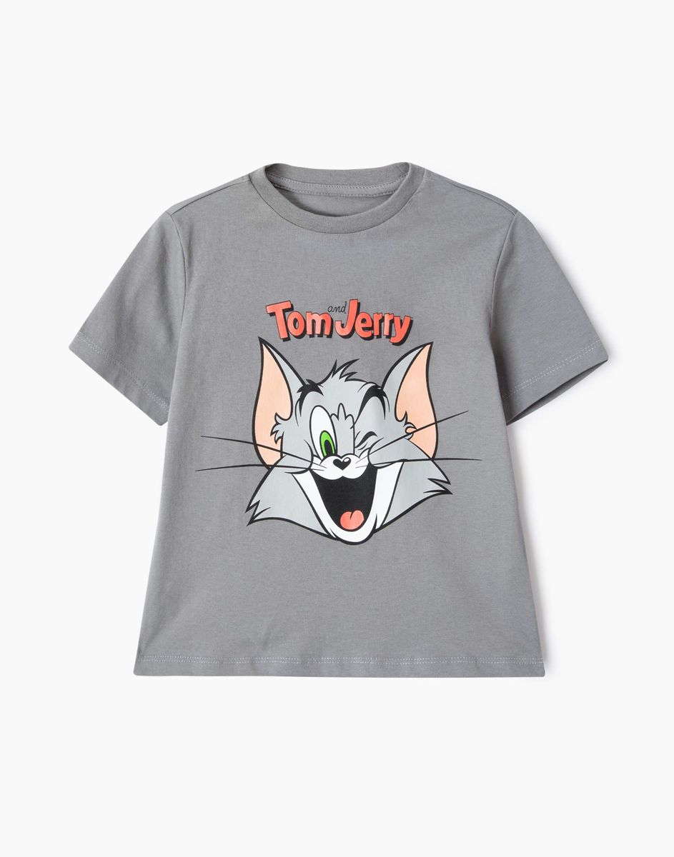 Серая футболка с принтом Tom and Jerry для мальчика BKT012313-1 купить по  цене от 449 рублей с доставкой по России