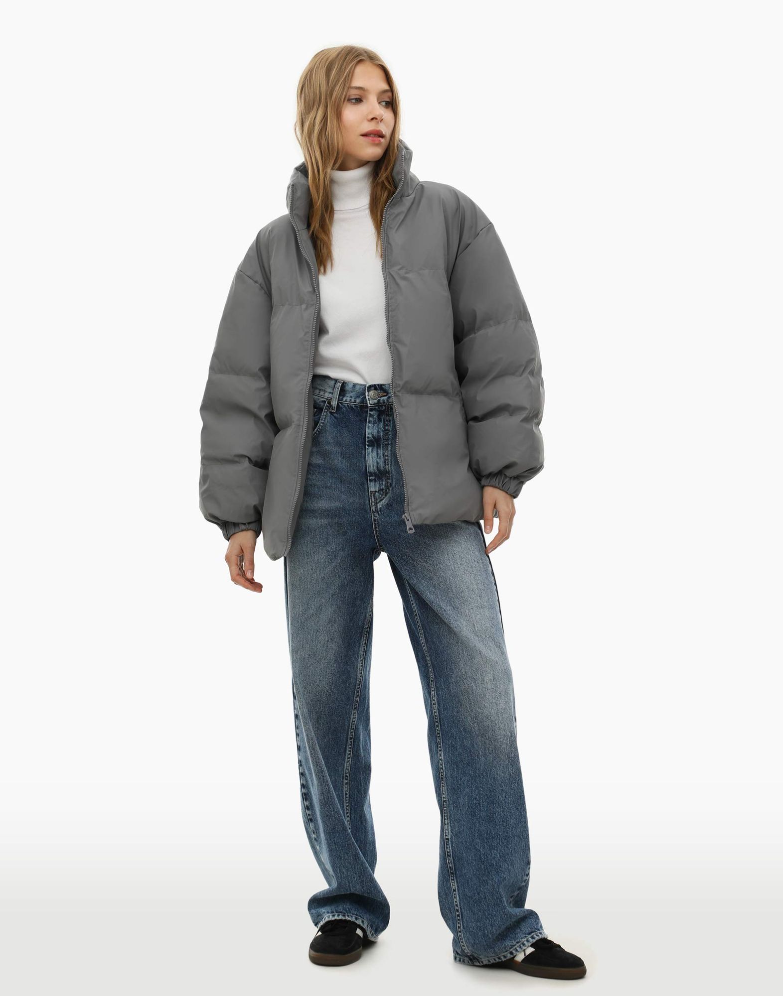 Серая куртка oversize с карманами-1