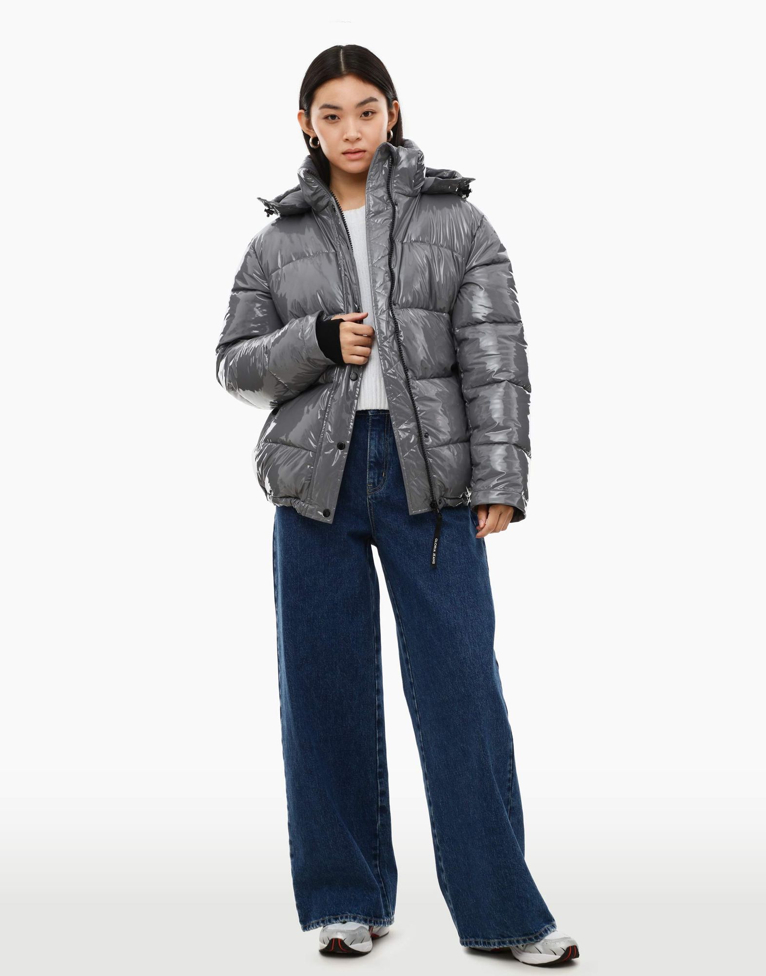 Серая oversize-куртка с синтепухом и карманами-1
