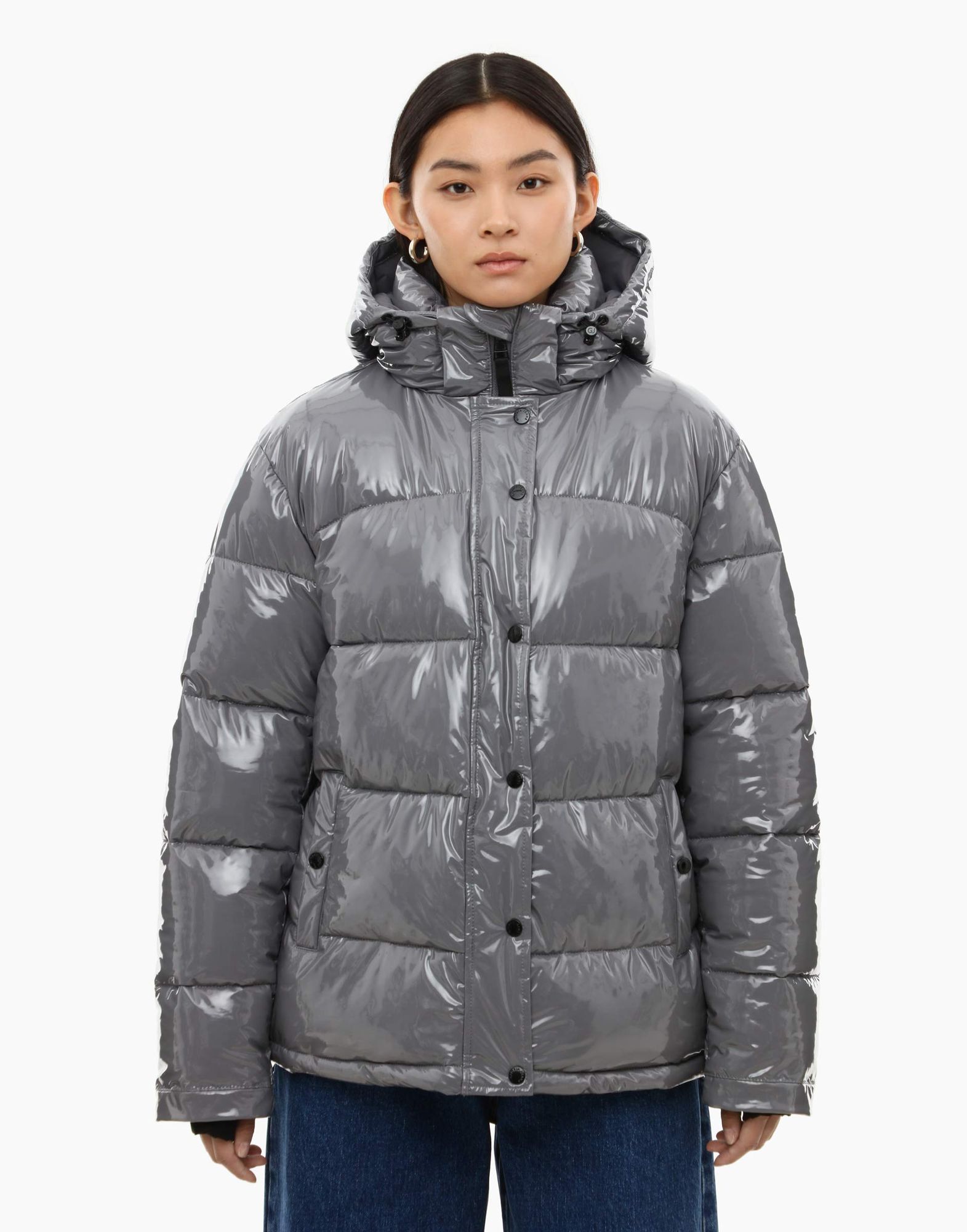 Серая oversize-куртка с синтепухом и карманами-2
