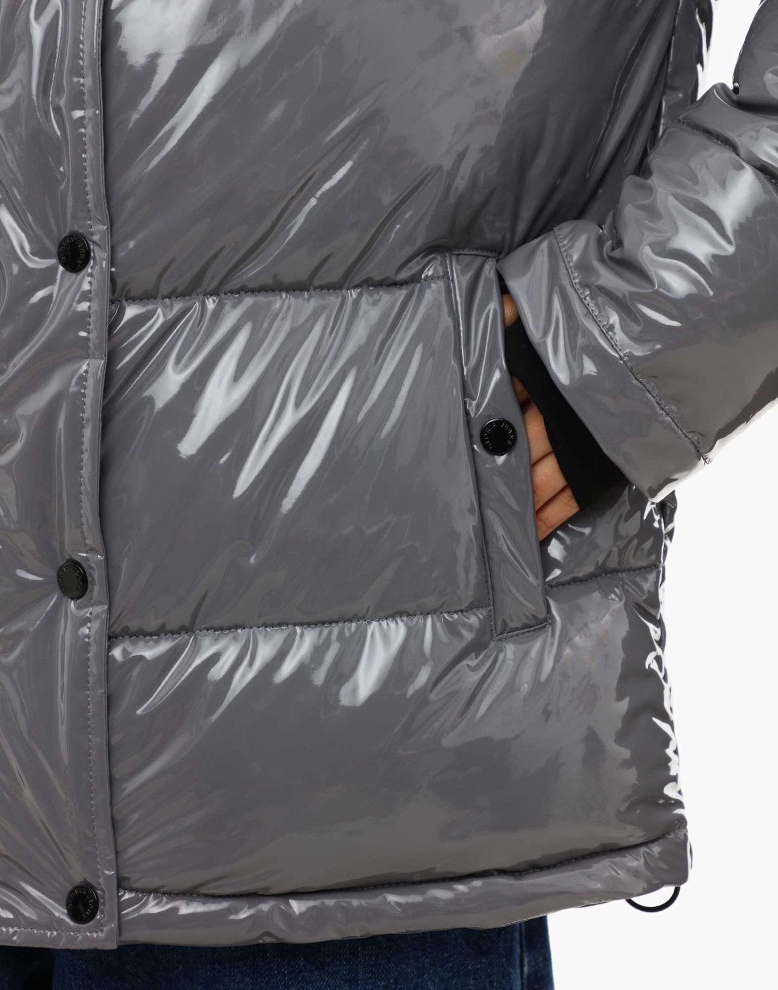 Серая oversize-куртка с синтепухом и карманами-4
