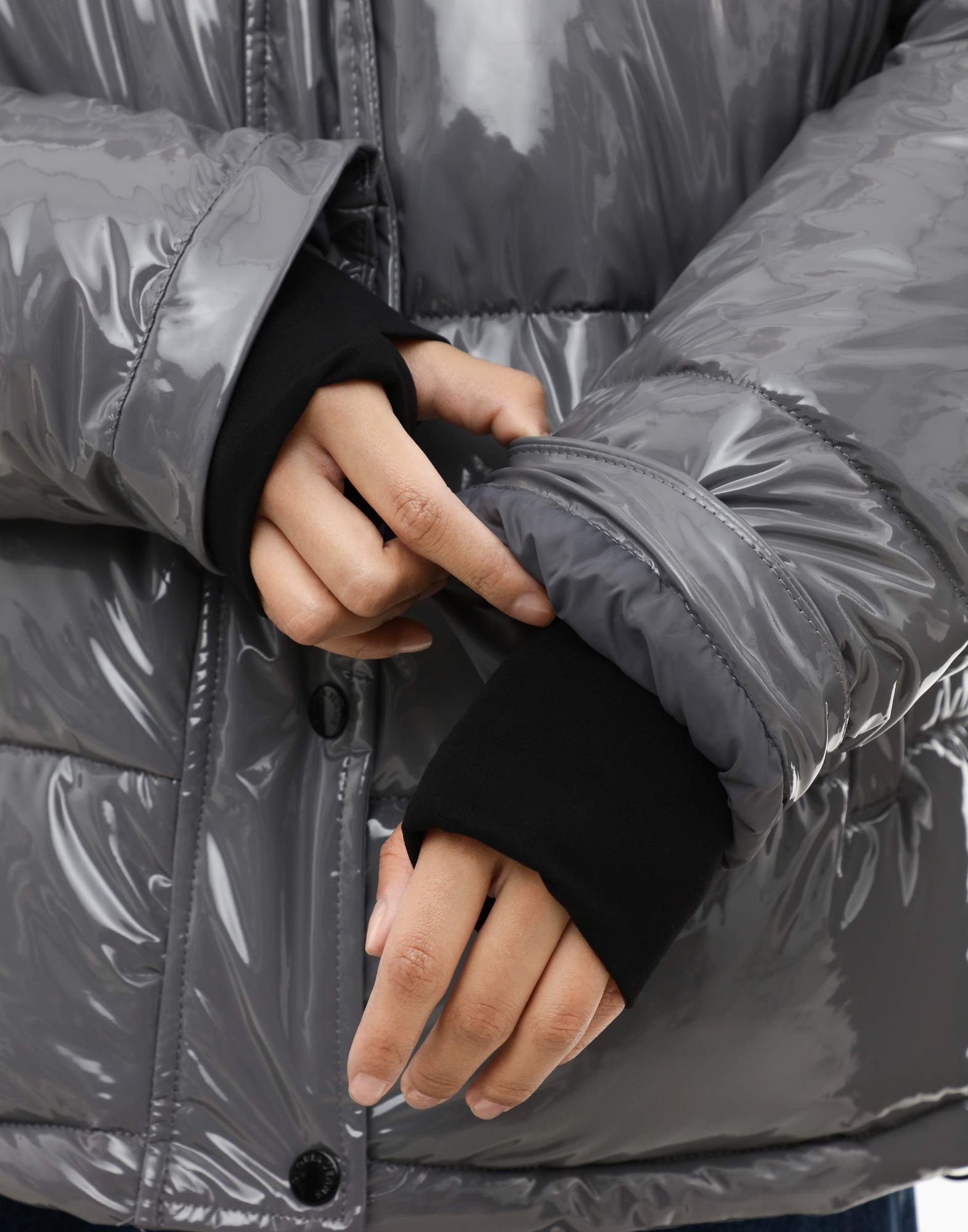 Серая oversize-куртка с синтепухом и карманами-5